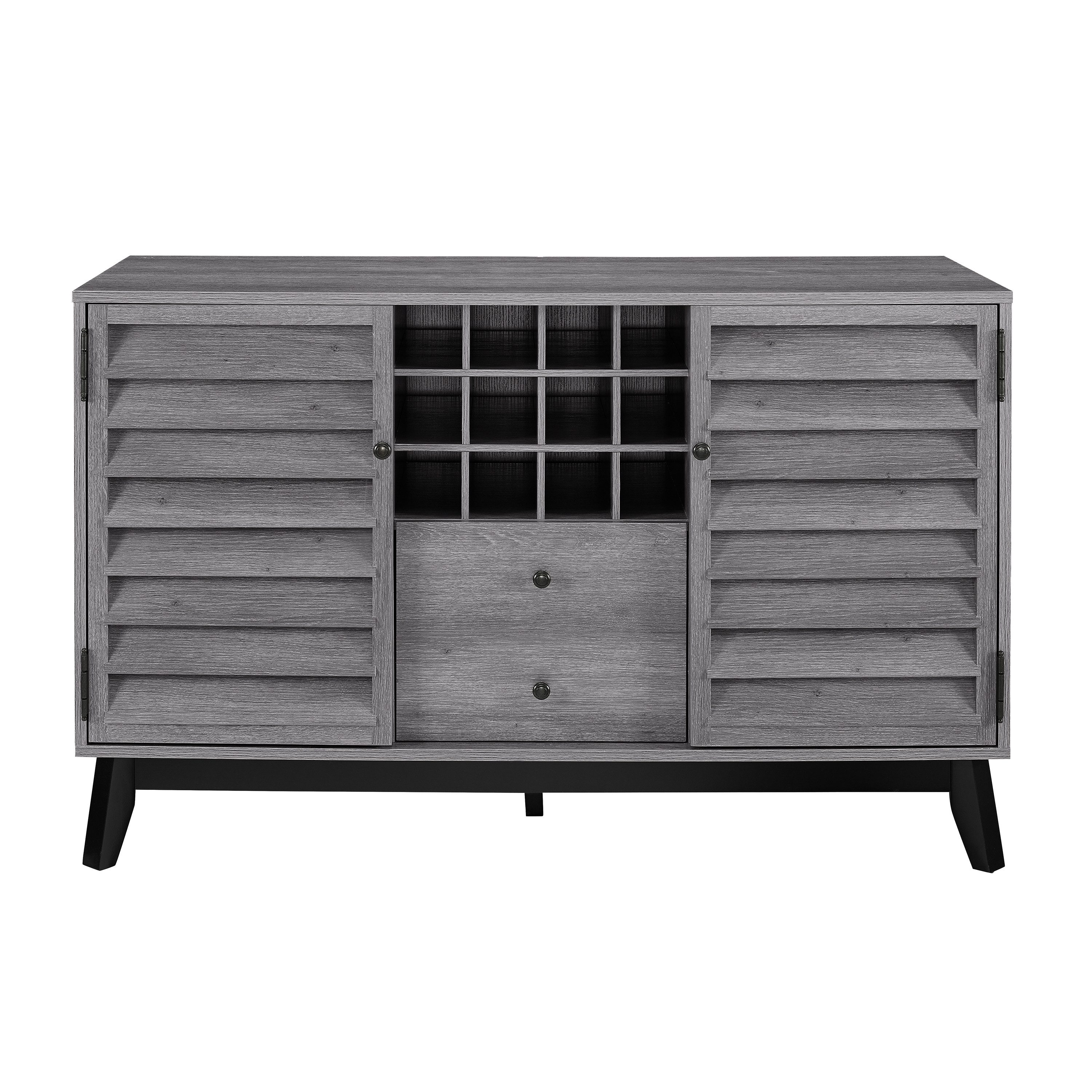 loft24 Weinschrank Vaughn Sideboard mit Flaschenregal in grau Eicheoptik