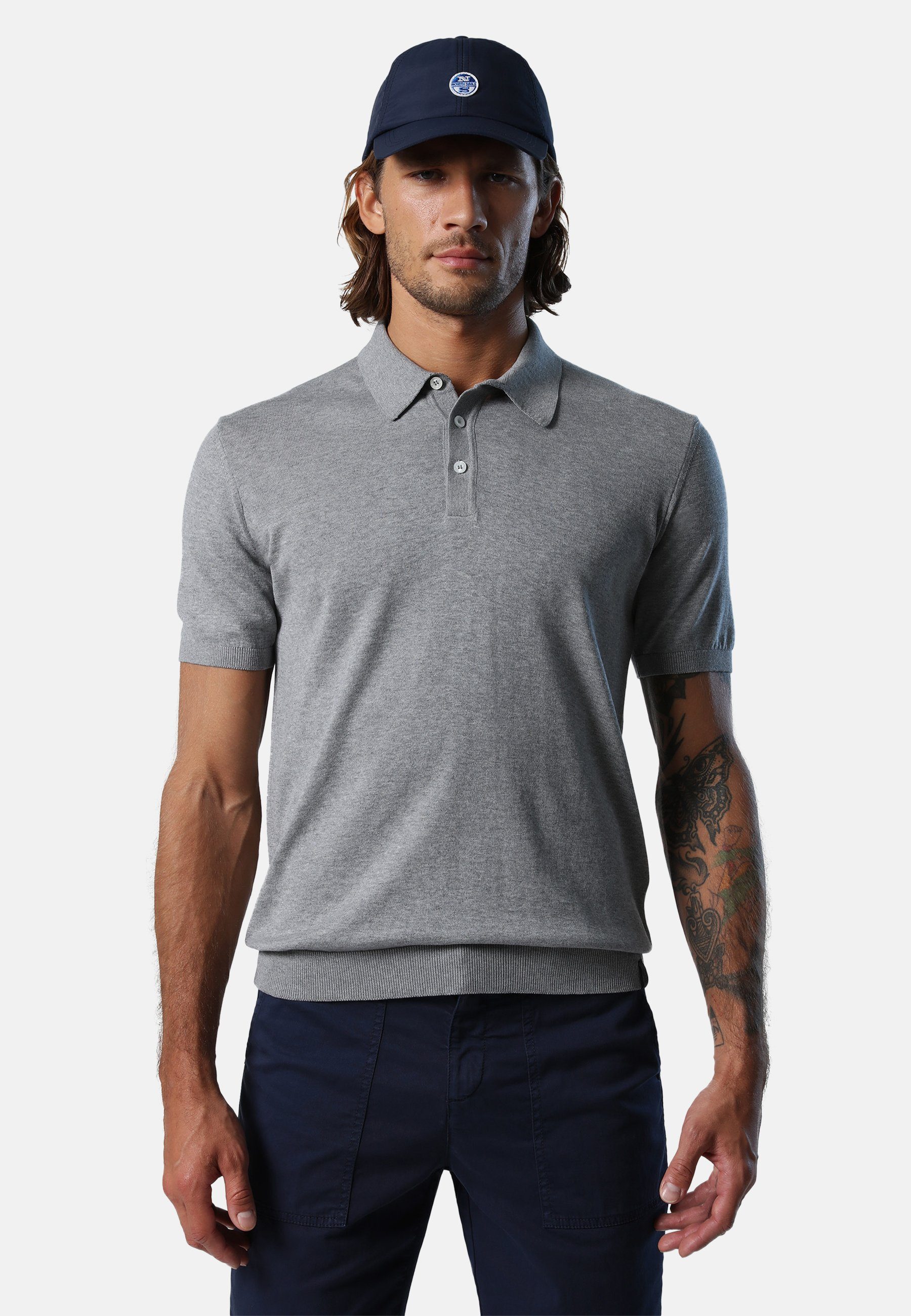 klassischem Design mit grey Bio-Baumwolle North Sails Poloshirt aus Poloshirt