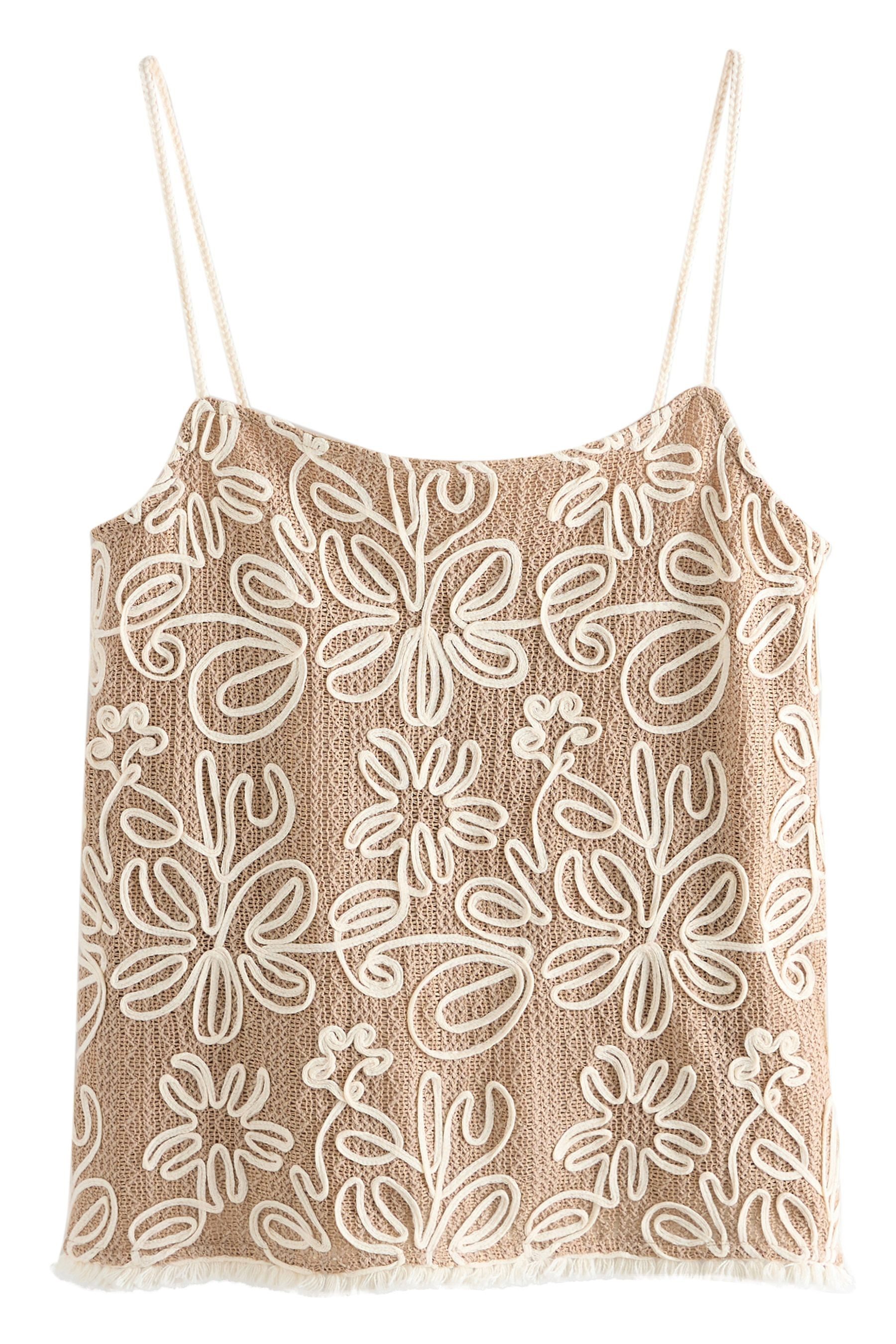 Next Trägertop Trägertop mit Blumenprint und Stickerei (1-tlg)