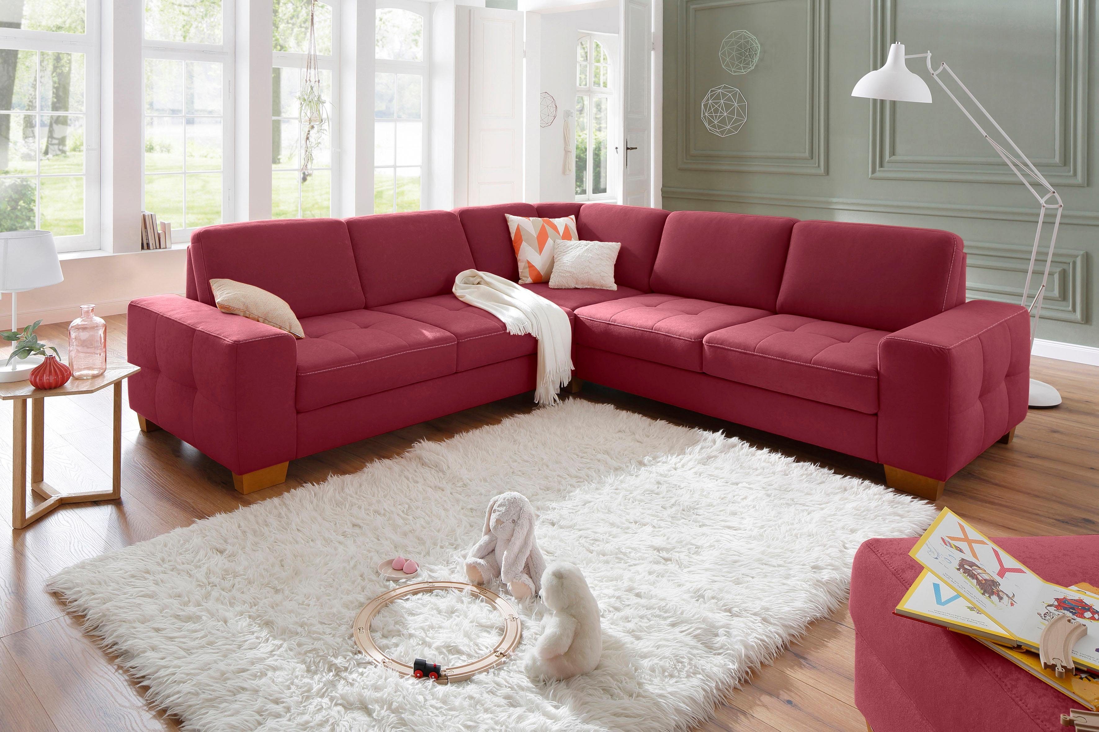 Home affaire Ecksofa "Puccini L-Form" mit Federkern, Sitztiefenverstellung, günstig online kaufen