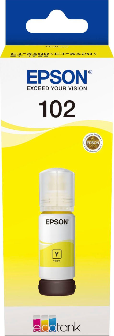 102 1x, (für EPSON, Nachfülltinte EcoTank Epson gelb) Nachfülltinte 102 original Yellow