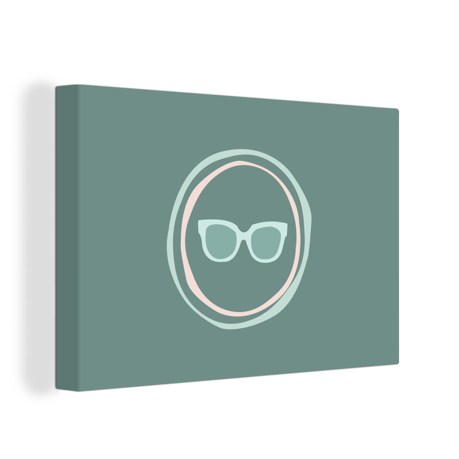 OneMillionCanvasses® Leinwandbild Sommer - Sonnenbrille - Pastell, (1 St), Wandbild Leinwandbilder, Aufhängefertig, Wanddeko, 30x20 cm