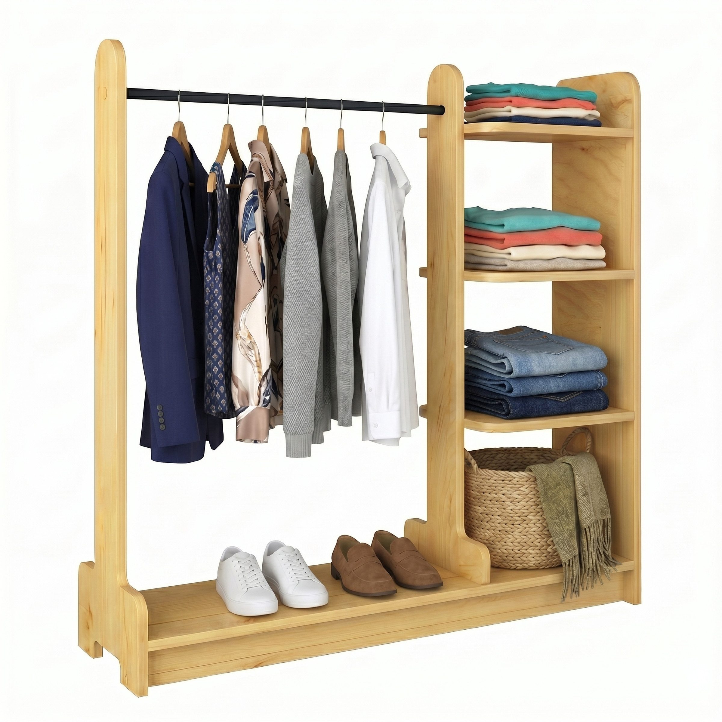 VCM Kleiderschrank Lempu L B. 106 x T. 35 x H. 110 cm mit Regal & Kleiderstange, offene Garderobe
