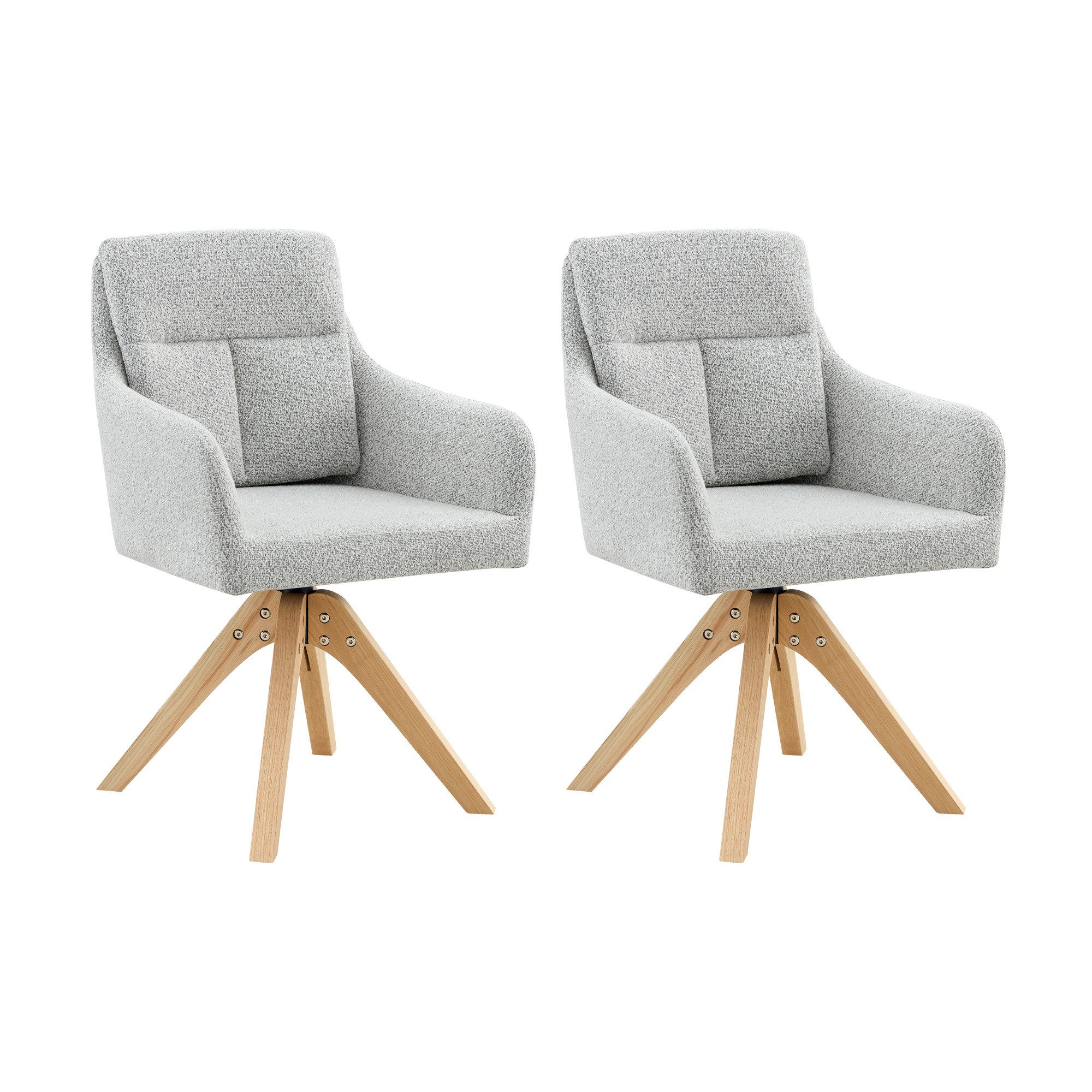 gopop Drehstuhl 2er-Set, Stuhlbeine aus Massivholz, Hellgrau/Beige (2 St)