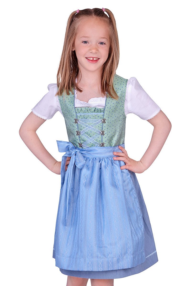 Isar-Trachten Dirndl Kinderdirndl 3tlg. - AMALA - mint/hellblau