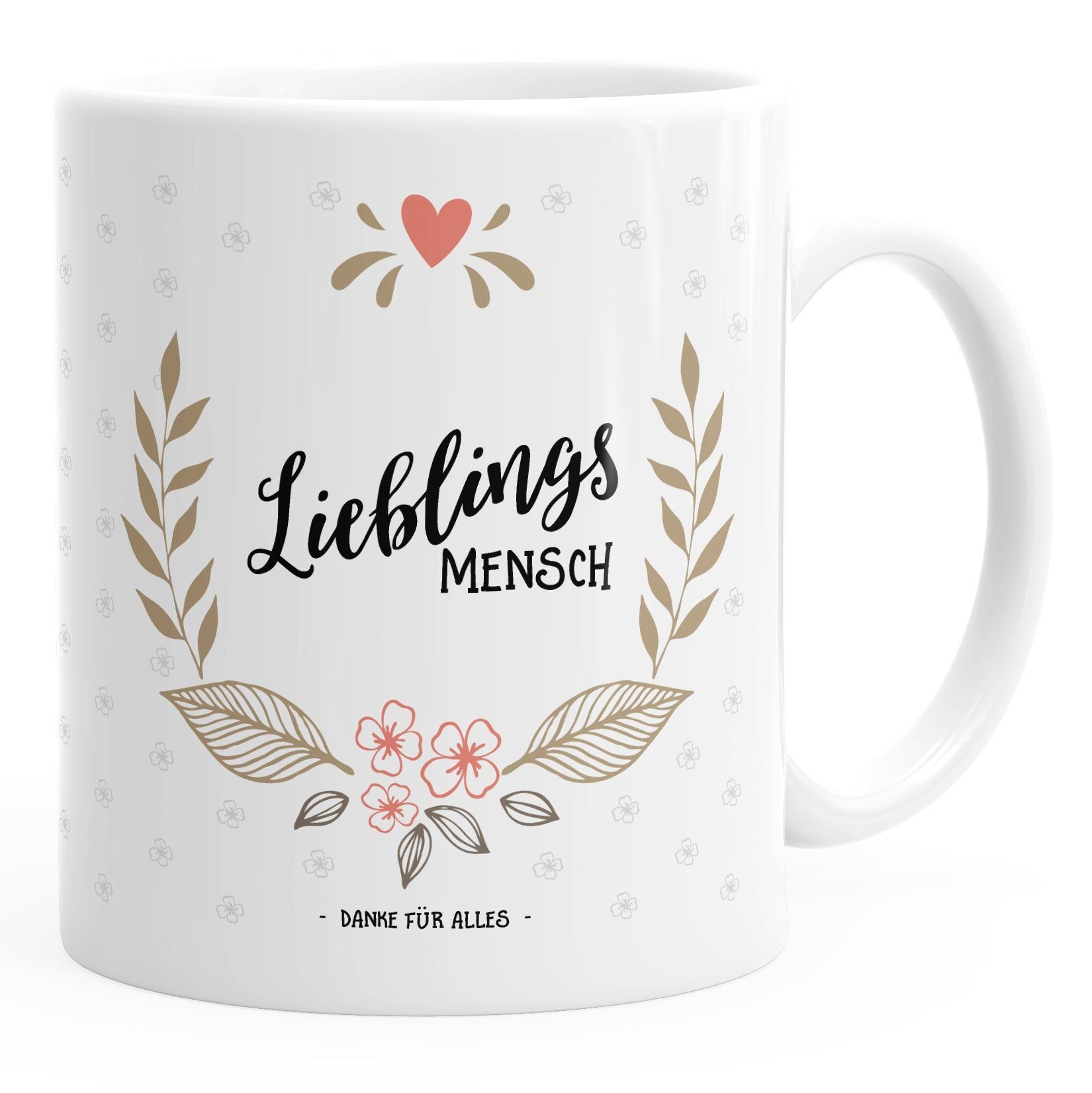 MoonWorks Tasse Geschenk Tasse Kaffeetasse Lieblingsmensch Danke Liebe Freundschaft Familie MoonWorks® Tasse einfarbig, Keramik