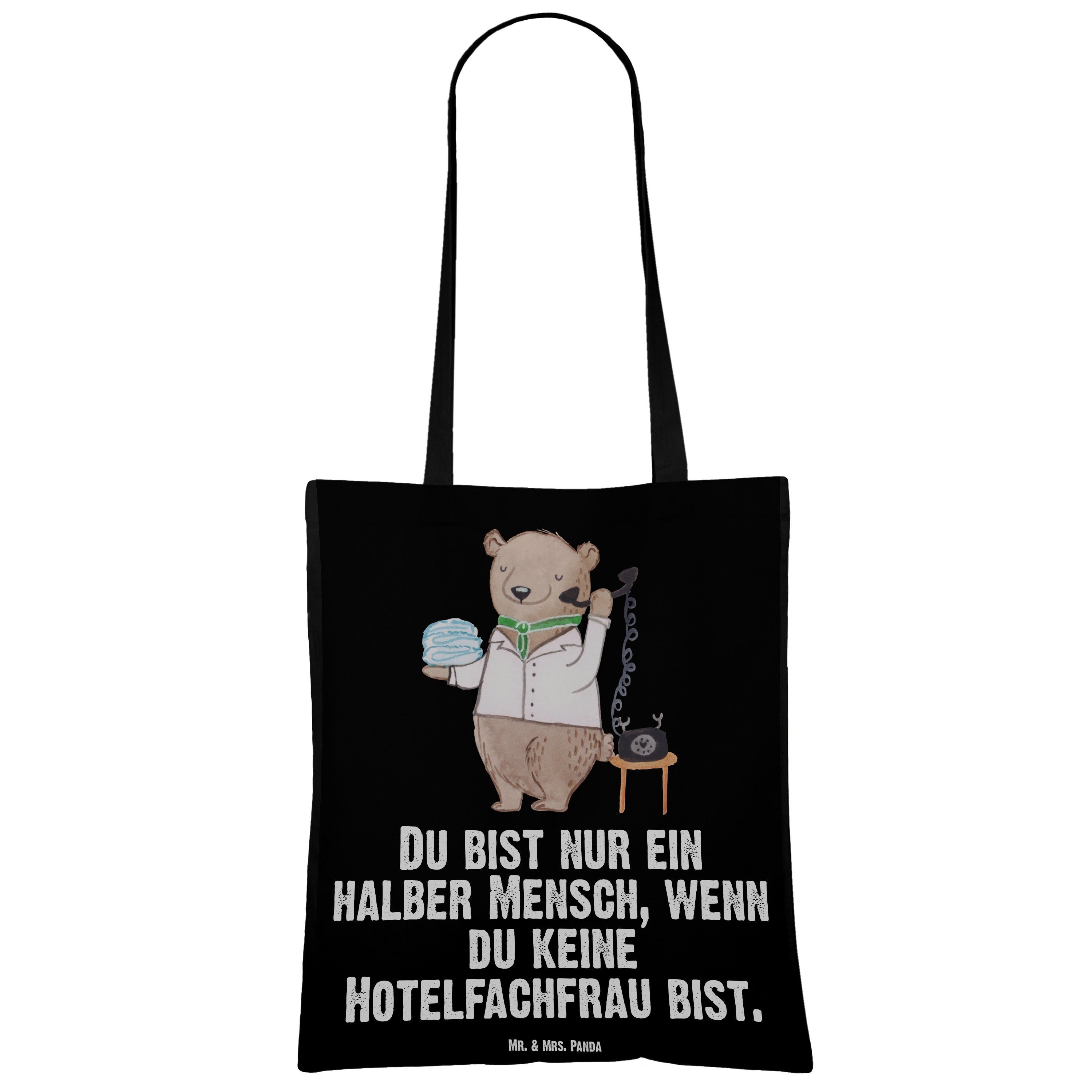 Mrs. Rente, Herz Hoteleröffnung, Hotelfachfrau mit Tragetasche Panda - Mr. & H (1-tlg) Schwarz Geschenk, -