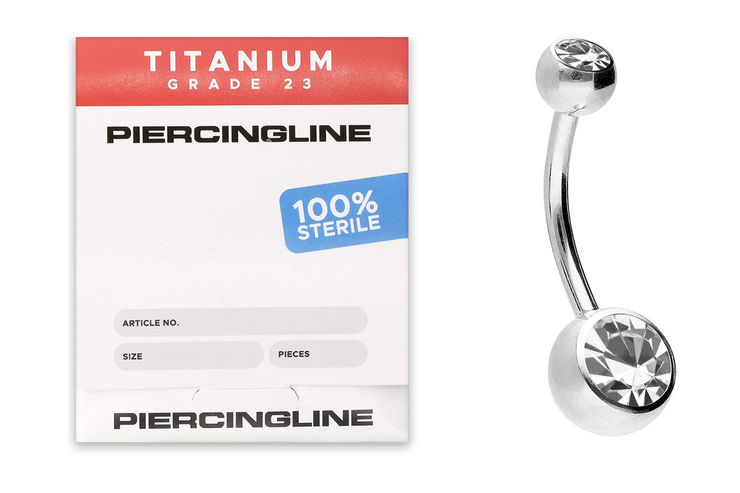 PIERCINGLINE Bauchnabelpiercing Sterilisiertes Titan Bananabell ZWEI KRISTALLE (Bananabells, 1-tlg)