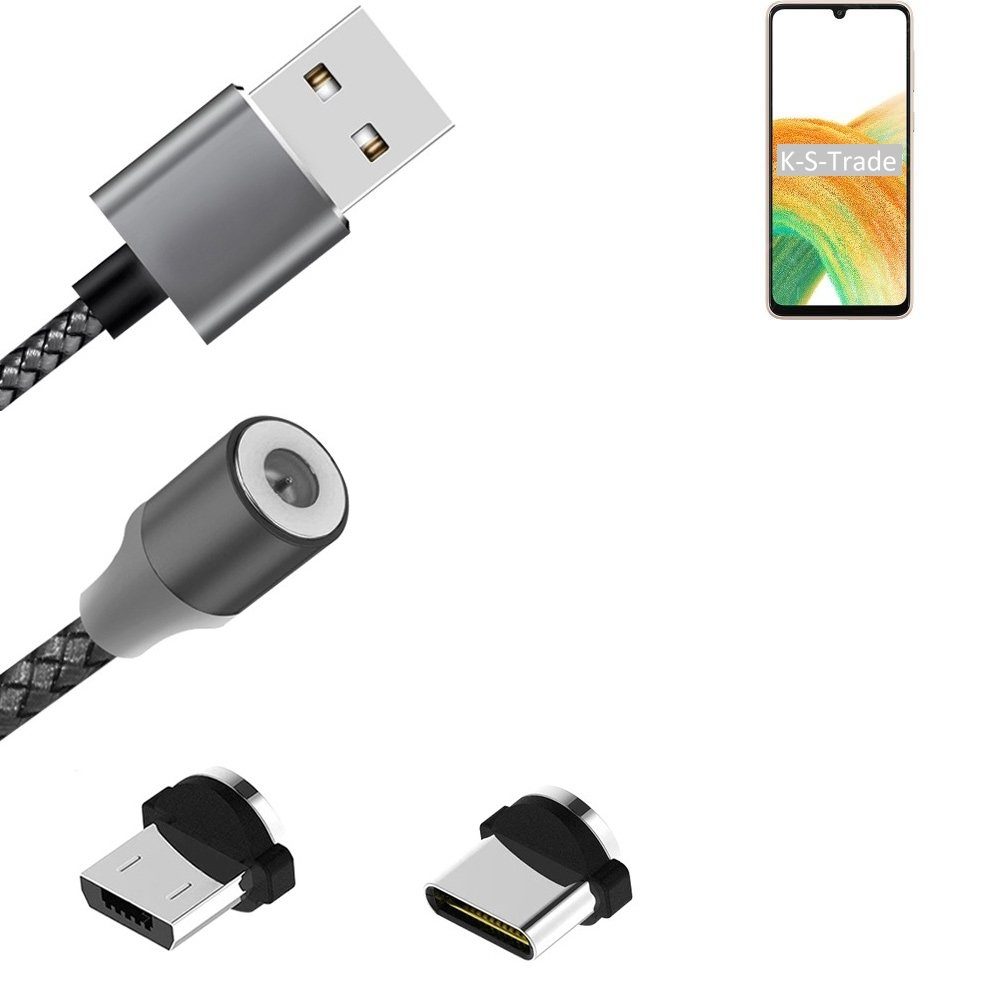 K-S-Trade für Samsung Galaxy A33 5G Smartphone-Kabel, Hochwertiges Magnet-Lade-kabel  Sync-Kabel Daten-Kabel mit