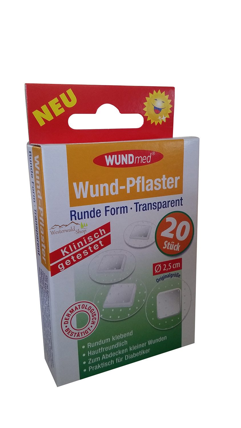 Wundmed Wundpflaster Wund-Pflaster 20er Runde Form Transparent (Stück, 20 St., Wund-Pflaster 20er runde Form Transparent), Wundpflaster rund Pflaster Wundversorgung Este Hilfe