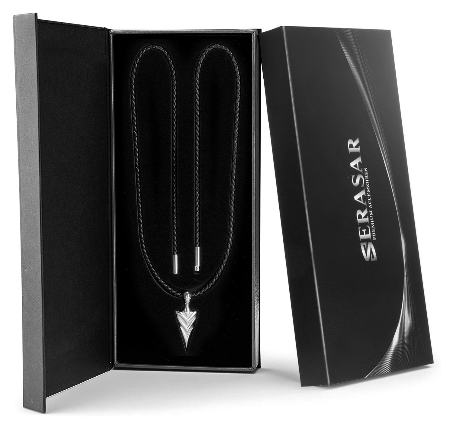 Halskette Leder Echtleder Silber Lederband (1-tlg), aus mit Edelstahl "Arrow" SERASAR Anhänger