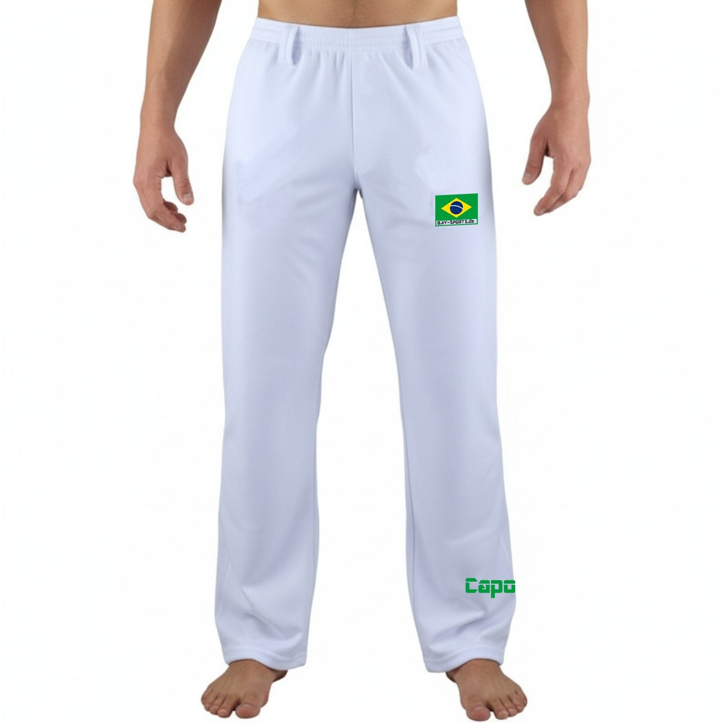 BAY-Sports Sporthose Brasilianische Capoeira Hose weiß uni Kampfsport Kinder Erwachsene (Stück)
