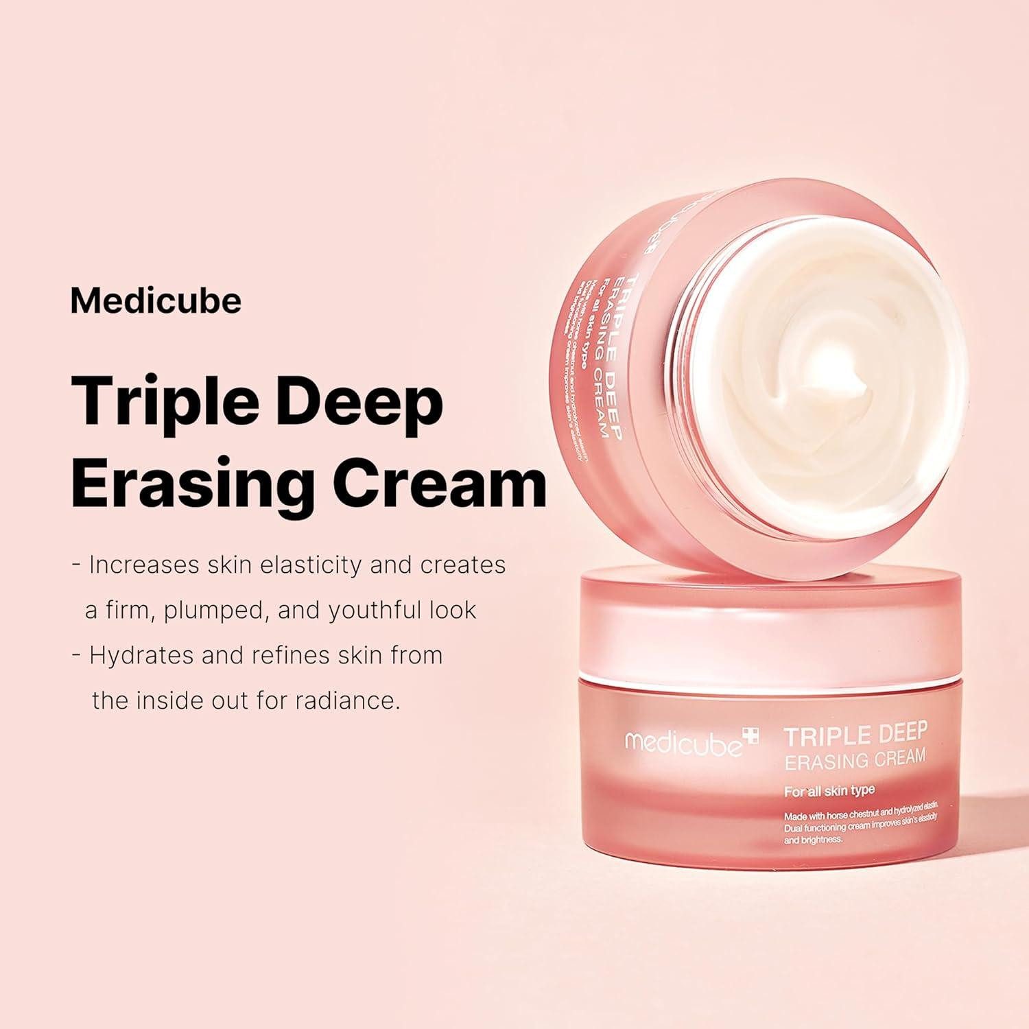 Medicube Gesichtspflege Triple Collagen Cream 4.0 – Anti-Aging Gesichtscreme für straffere jugendliche Haut (50ml), Hyaluronsäure, Anti-Aging, Dreifacher Kollagen-Komplex, hydrolysiertes Elastin, Niacinamid