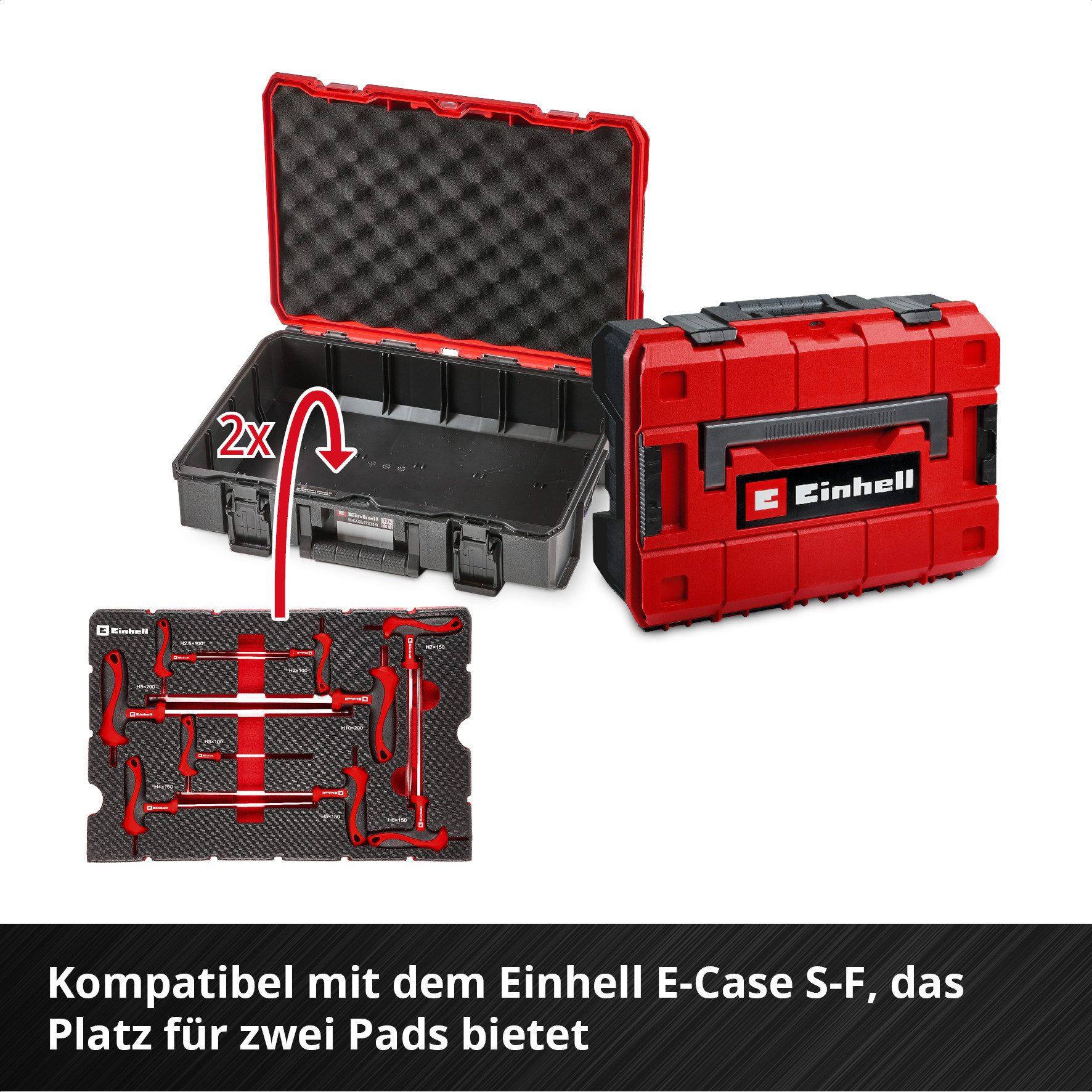 Einhell Werkzeugkoffer E-Case Pad (Set), 9-tlg. T-Griff-Schraubendreher, für E-Case S-F