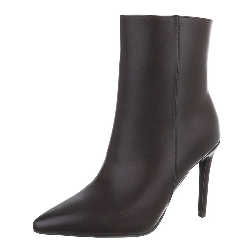Ital-Design Damen Stiefelette spitz mit Stilettoabsatz High-Heel-Stiefelette (92457770) Pfennig-/Stilettoabsatz Stiefeletten in Braun von Ital-Design