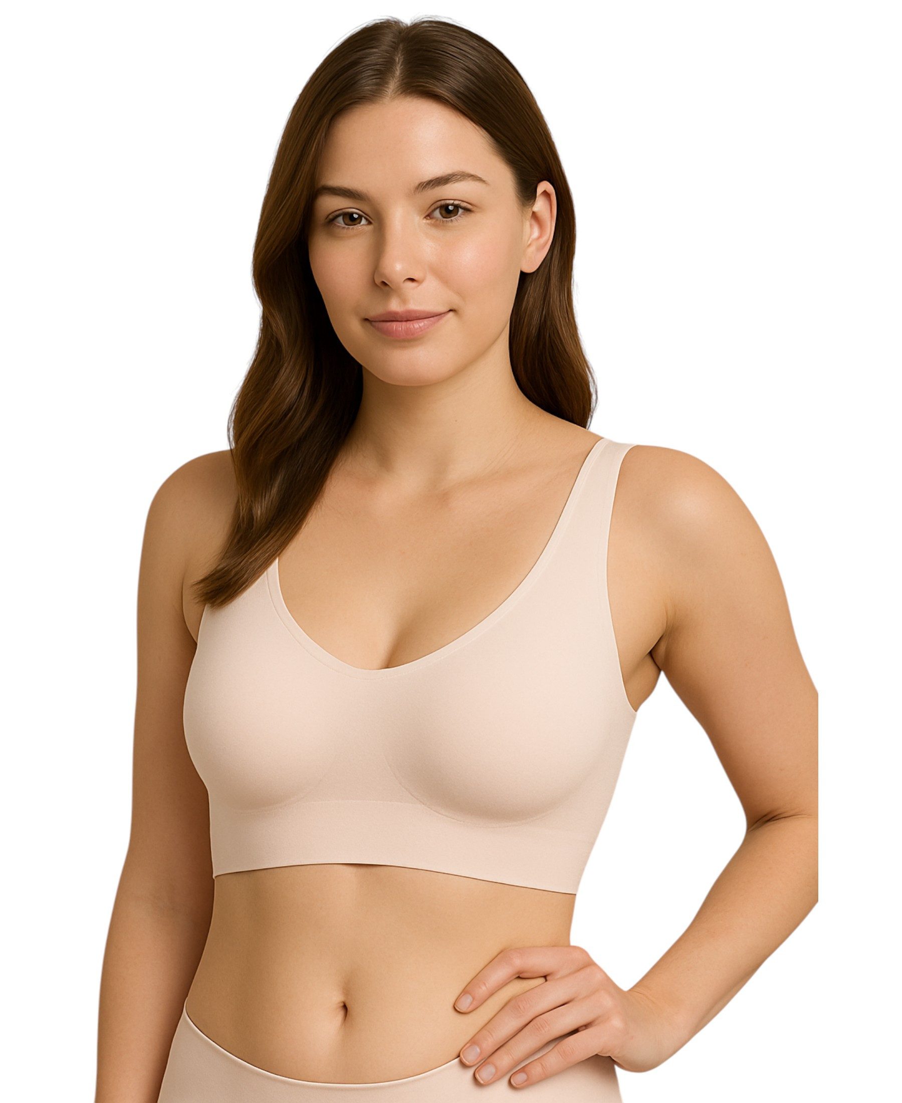 fashionshowcase Bustier mit Softpads – nahtlos, elastisch, figurformend, ohne Bügel, bequem (1-tlg) Nahtlos, Vorderverschluss, mit Softpads