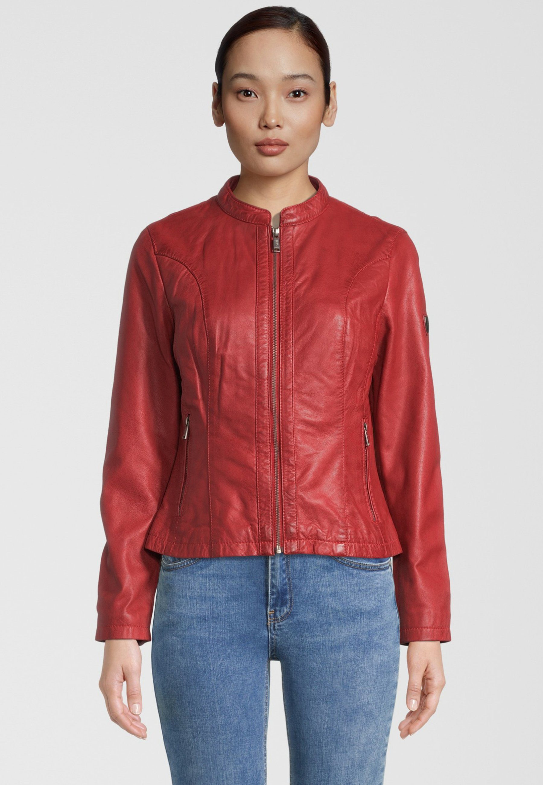 H.I.S Lederjacke mit Label-Detail RED