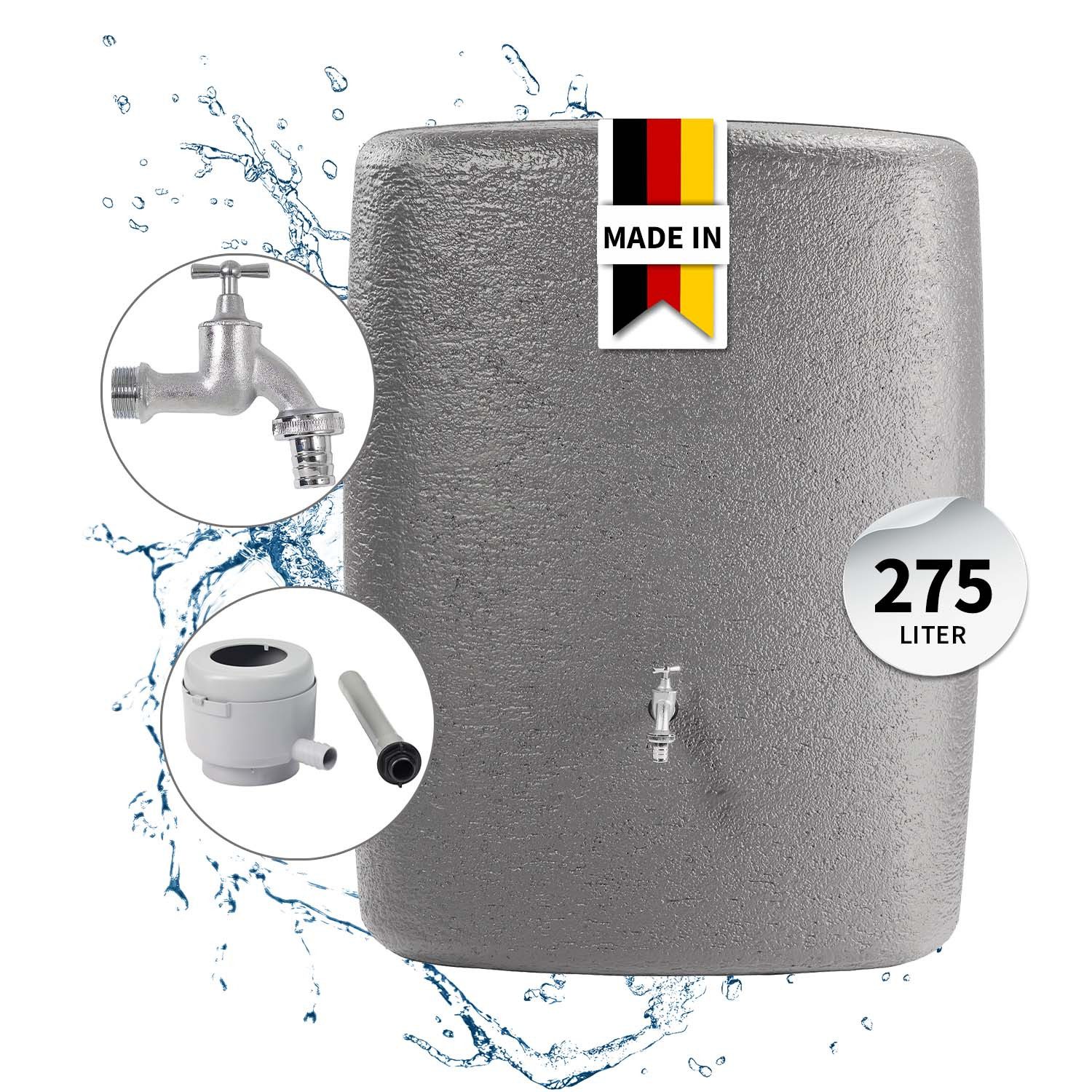 GARANTIA Regentonne TERRANOVA Wandtank Komplett-Set 275 L, graphite grey