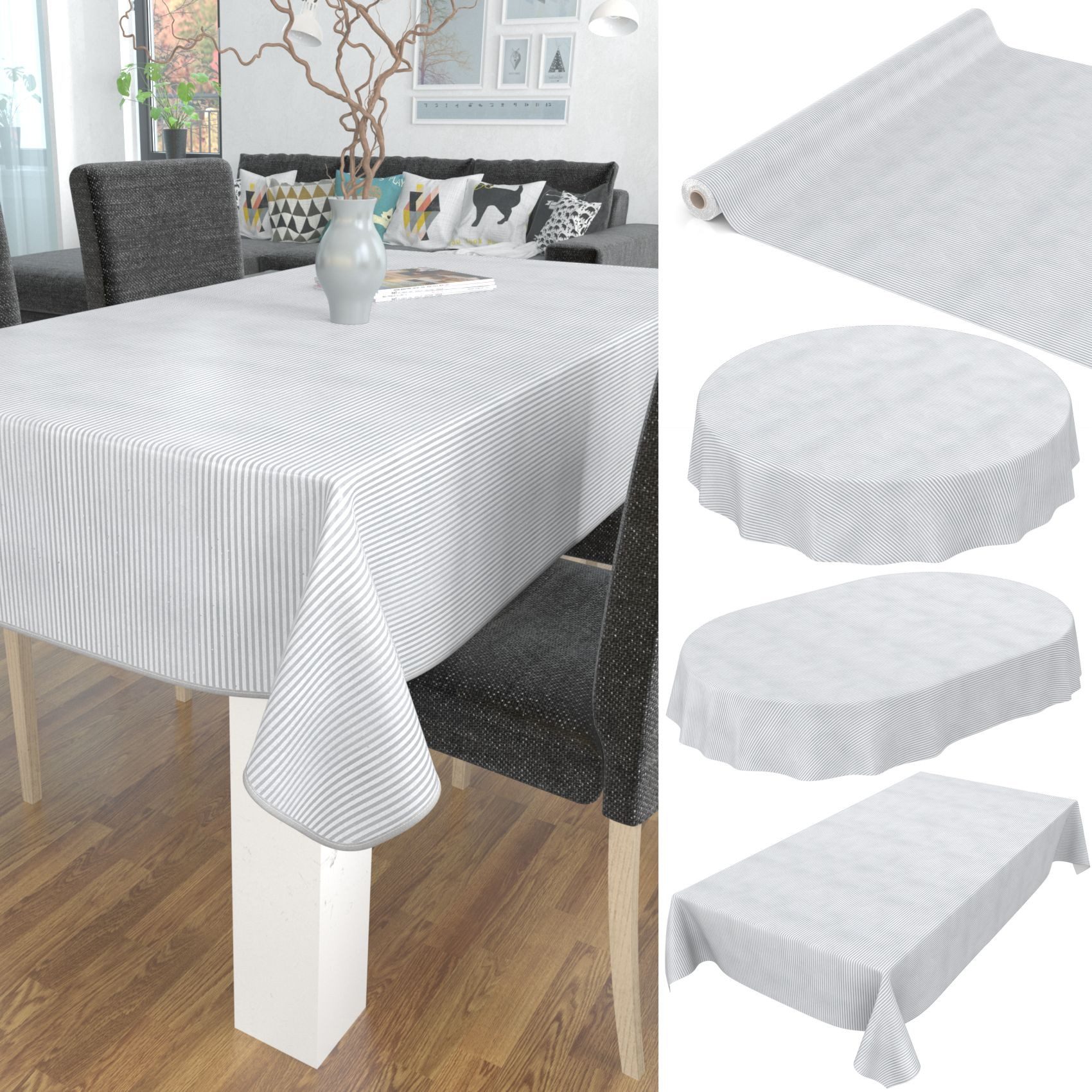 ANRO Tischdecke Wachstuchtischdecke Premium Gartentischdecke (Einzelstück 1-tlg), Geprägt Damast 155x110cm wasserabweisend