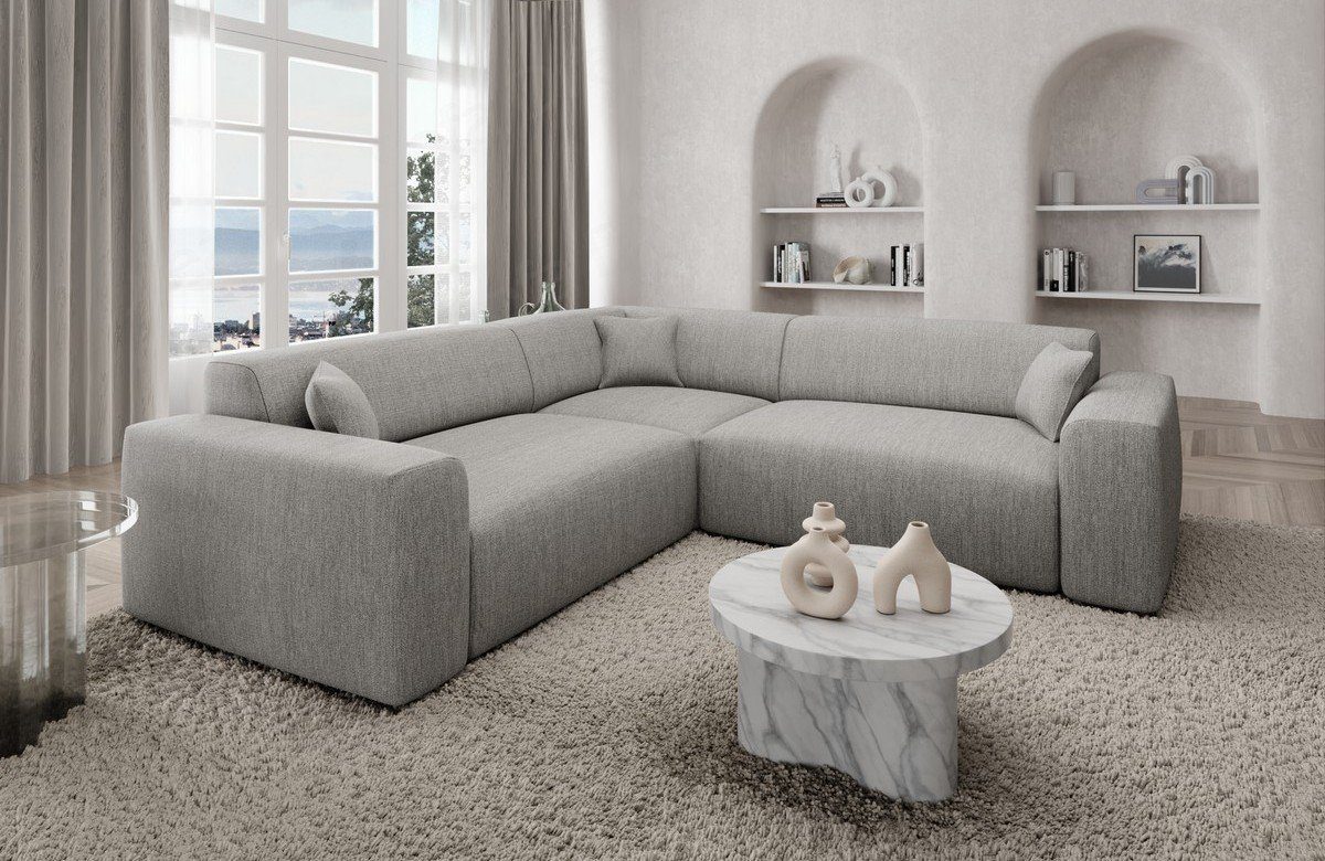 Ecksofa L Mallorca Stoff Strukturstoff Sofa Sofa eisgrau70 Dreams Form Stoffsofa, Design Loungesofa