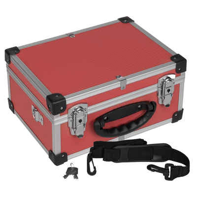 anndora Werkzeugkoffer Alukoffer, Alu-Koffer, Alurahmen, Multikoffer (rot), abschließbar, mit Tragegurt