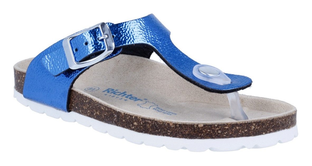 Richter Bio WMS: weit Zehentrenner Pantolette mit Metallic Look, Größenscha günstig online kaufen