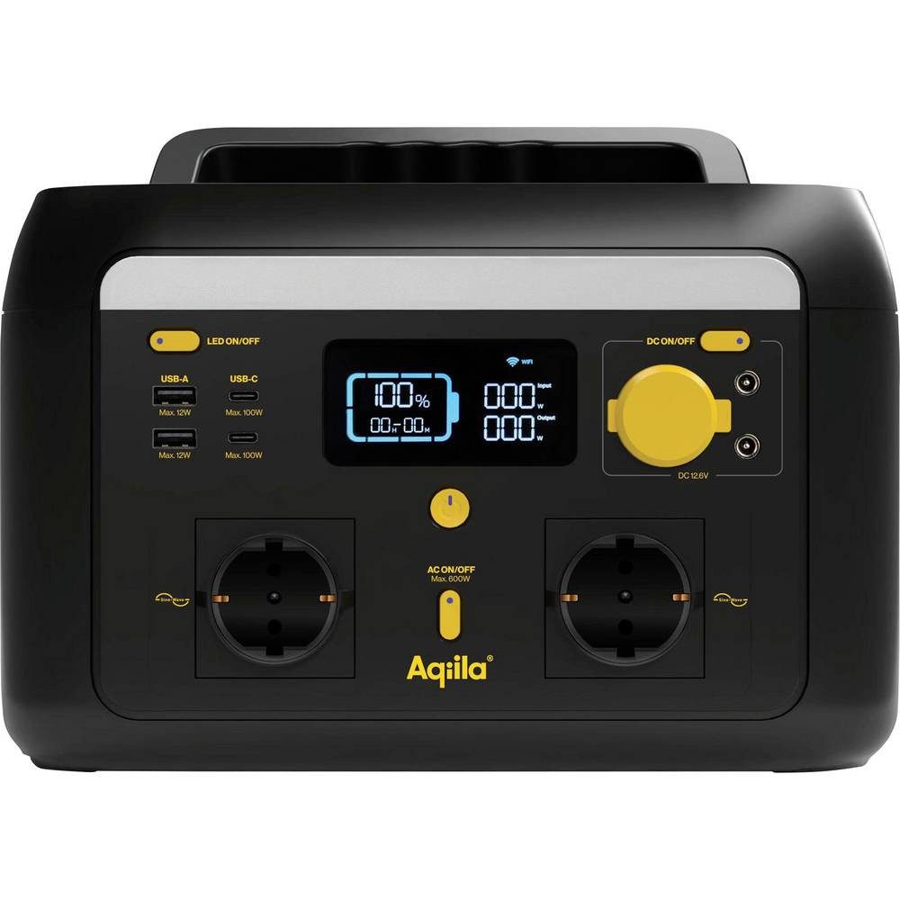 Aqiila LED Taschenlampe S600V2 Powerstation 20 Ah LiFePO 4 Schwarz, Gelb LED Taschenlampe