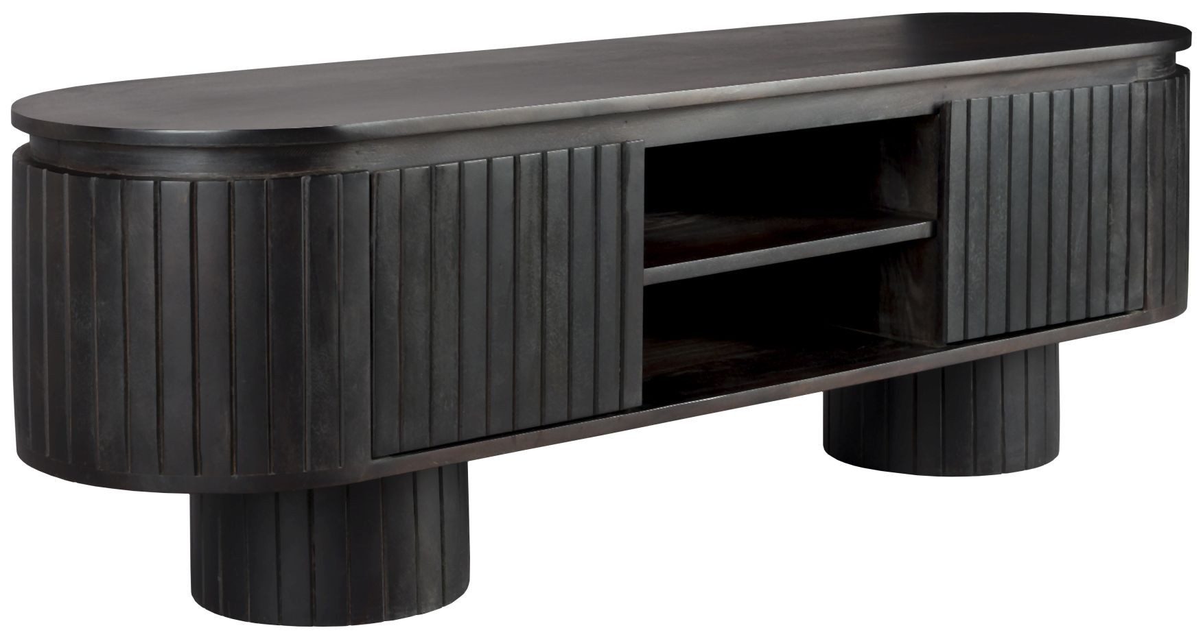 Dutchbone Lowboard Lowboard KENJI aus Mangoholz mit schwarzem Finnish von DutchBone