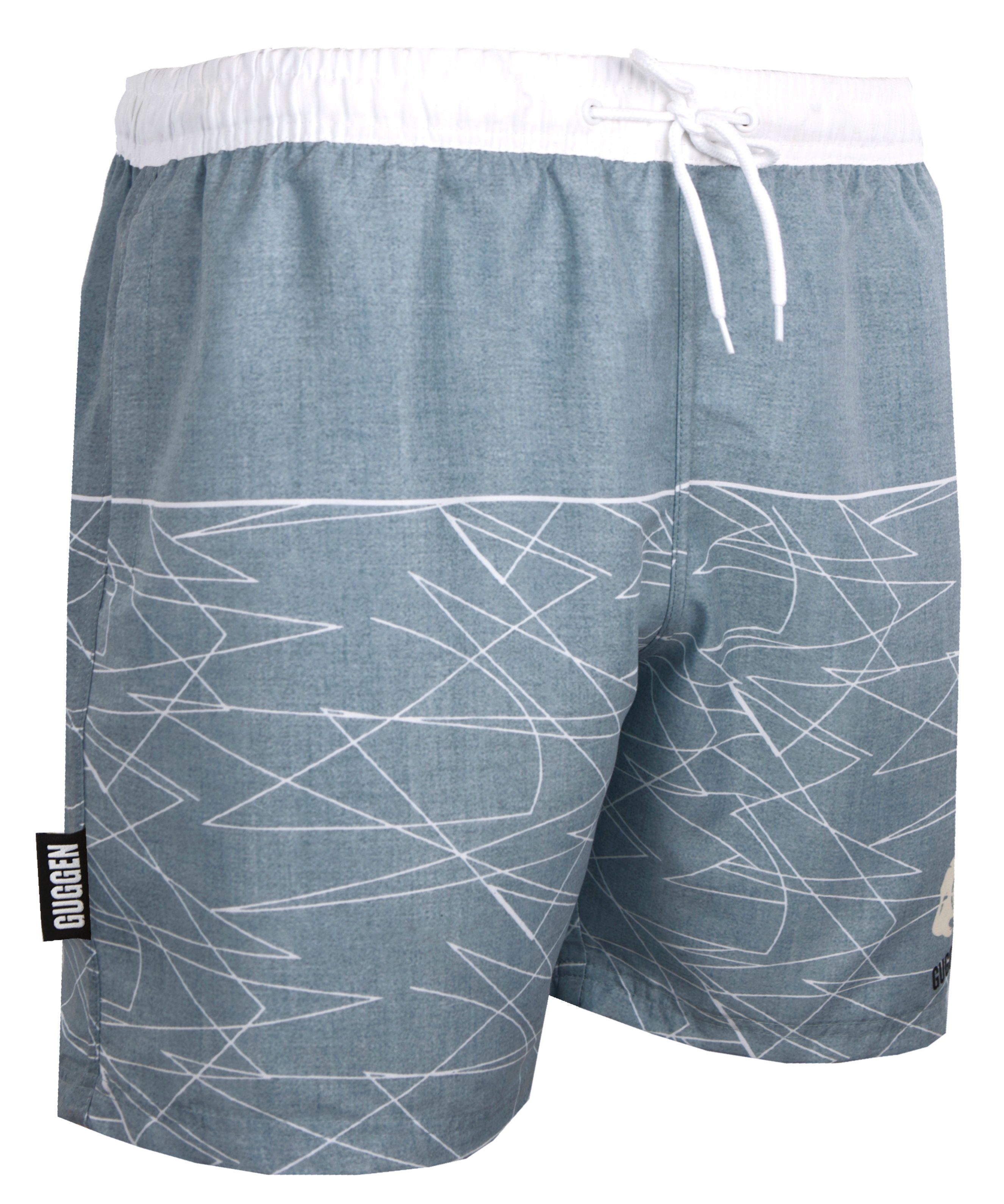 GUGGEN Mountain Badehose Badehose Herren Beachshorts Boardshorts Strandhose grau weißes Muster Schnelltrocknende Badeshorts mit Kordelzug grau weißes Muster