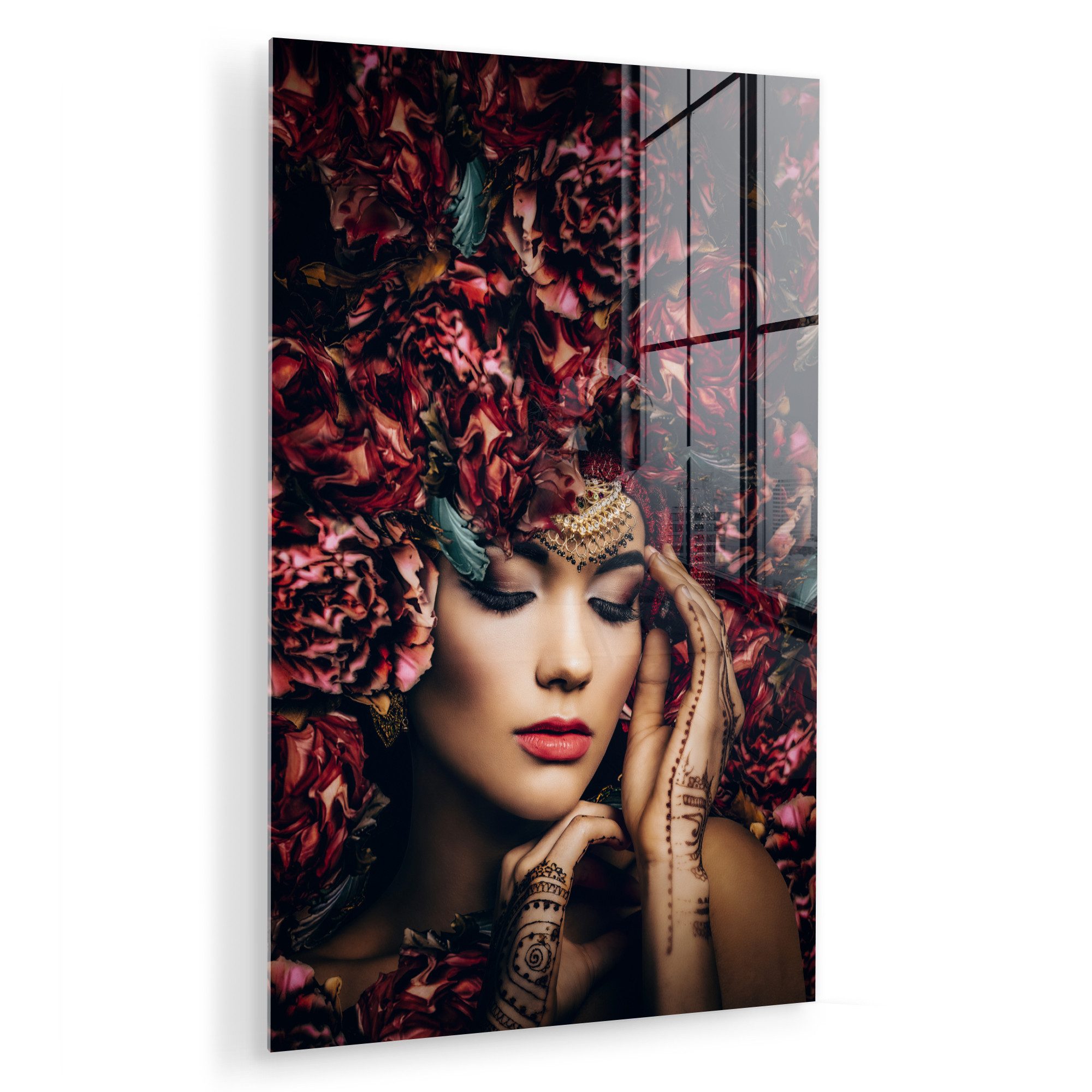 MuchoWow Acrylglasbild Frau - Blumen - günstig online kaufen