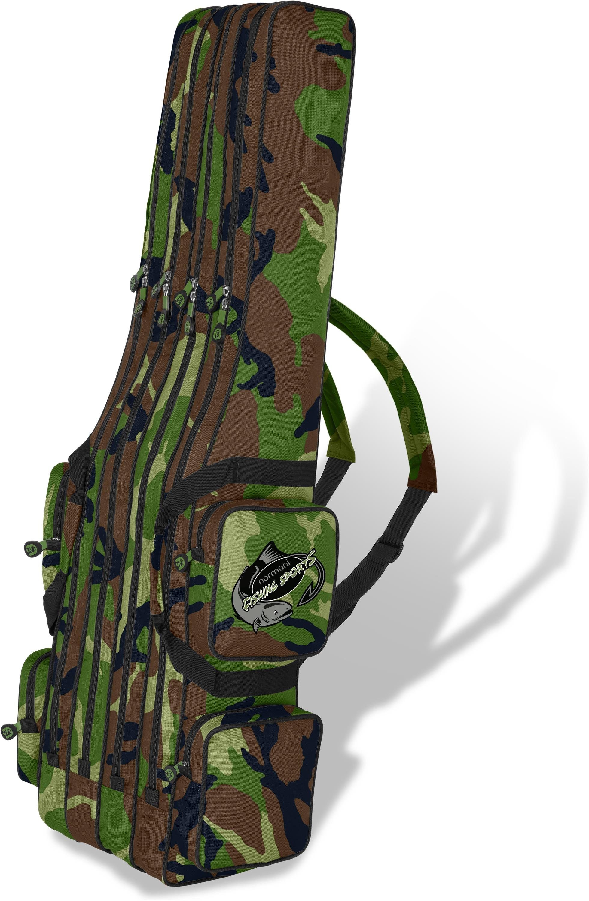 normani Angelrutentasche Rutentasche Angeltasche Quattro, Angelrutentasche mit 4 Kammern für 8 Ruten