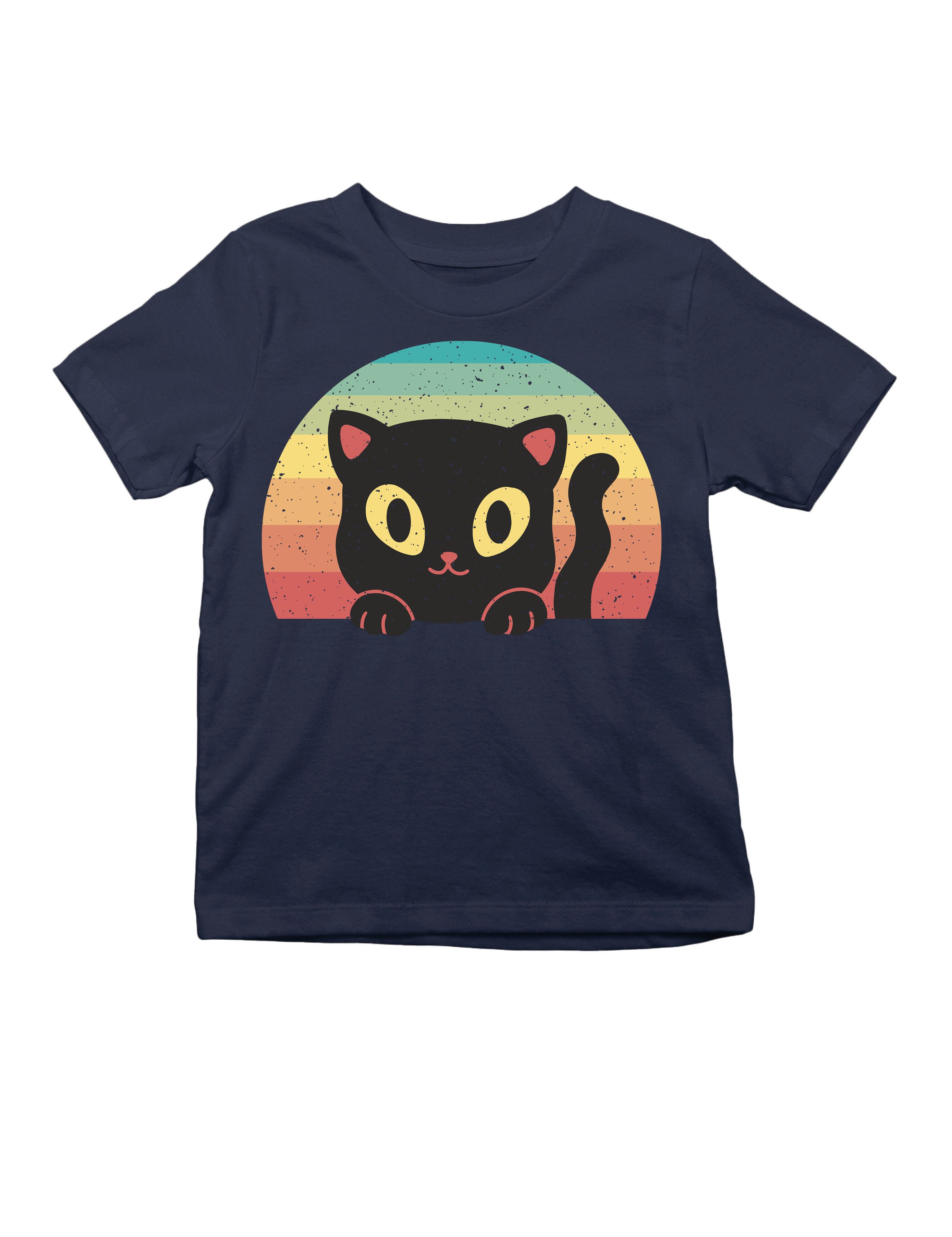 Print-Shirt "Retro Katze" Print Kinder Shirt für Jungen und Mädchen Statement