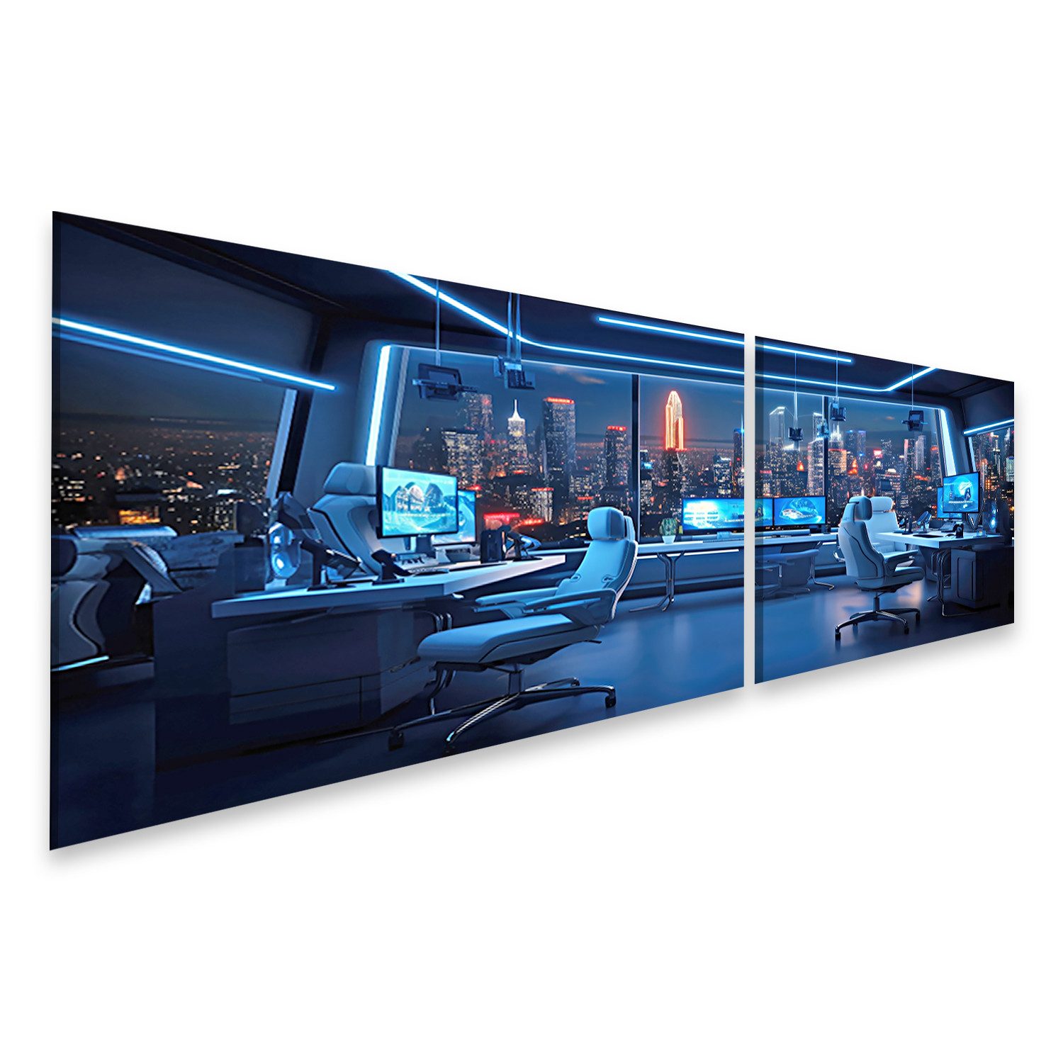 islandburner Leinwandbild Smart City Arbeitsplatz futuristisches Büro High Tech Möbel Bilder