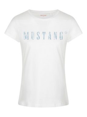 MUSTANG T-Shirt Damen Logo Printshirt Alexia C Logo Slim Fit (4-tlg) Basic Kurzarm Tee Shirt mit Rundhalsausschnitt aus 100% Baumwolle