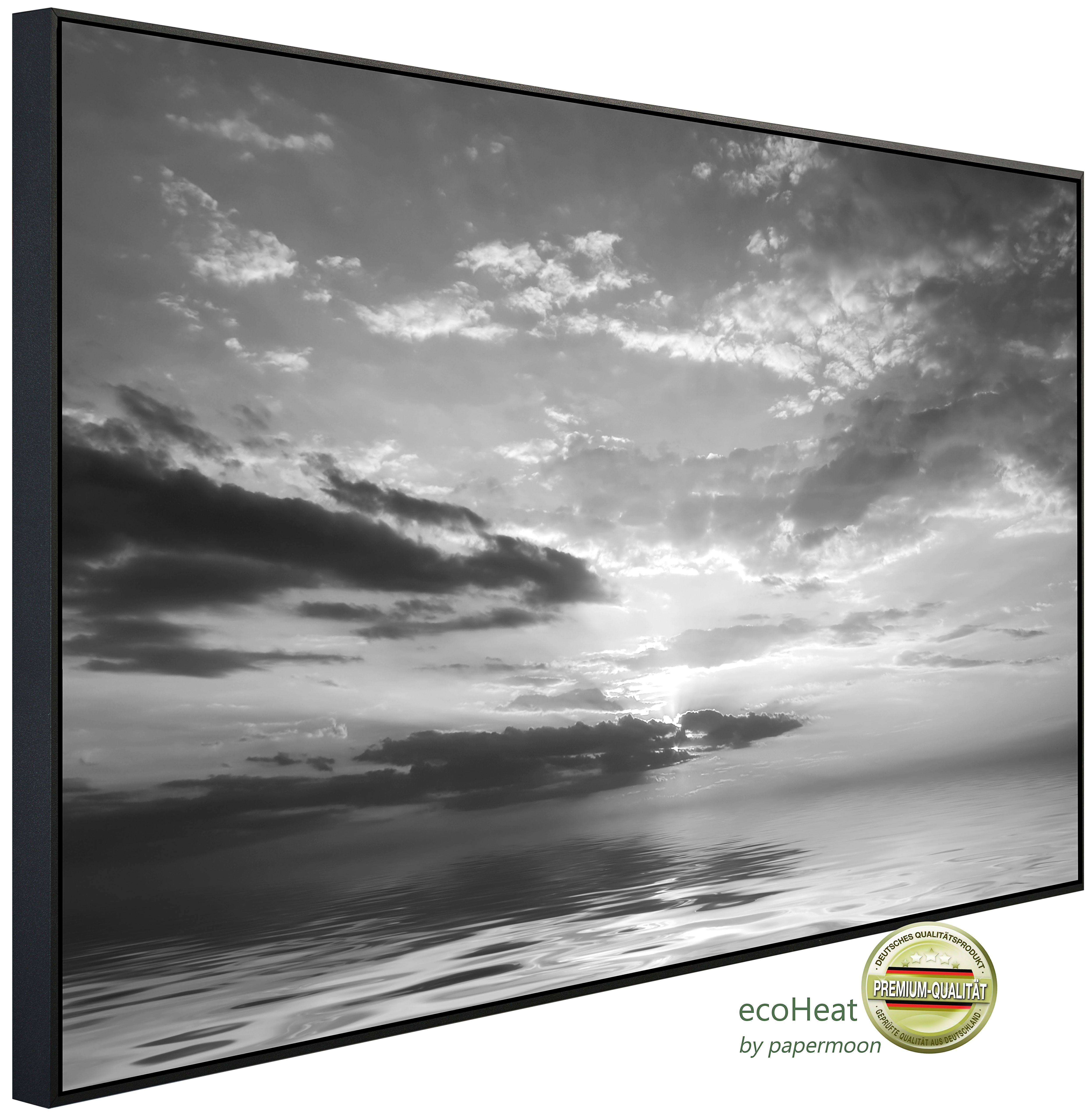 Papermoon Infrarotheizung INFRAROT-BILD-HEIZUNG, Meer Schwarz & Weiß, TÜV-Rheinland/GS zertifiziert, angenehme Strahlungswärme
