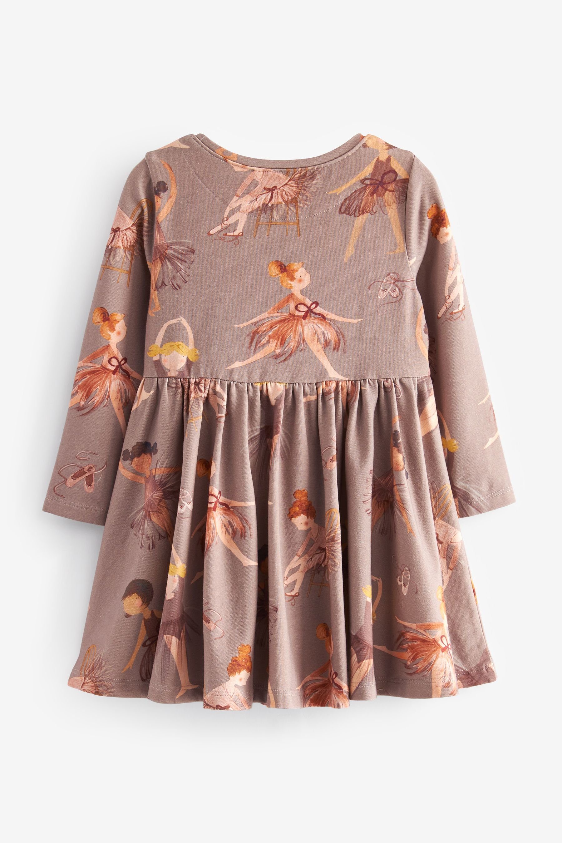 und Baumwolle Next Elasthan aus (1-tlg) Jerseykleid Ballerina Taupe Jerseykleid