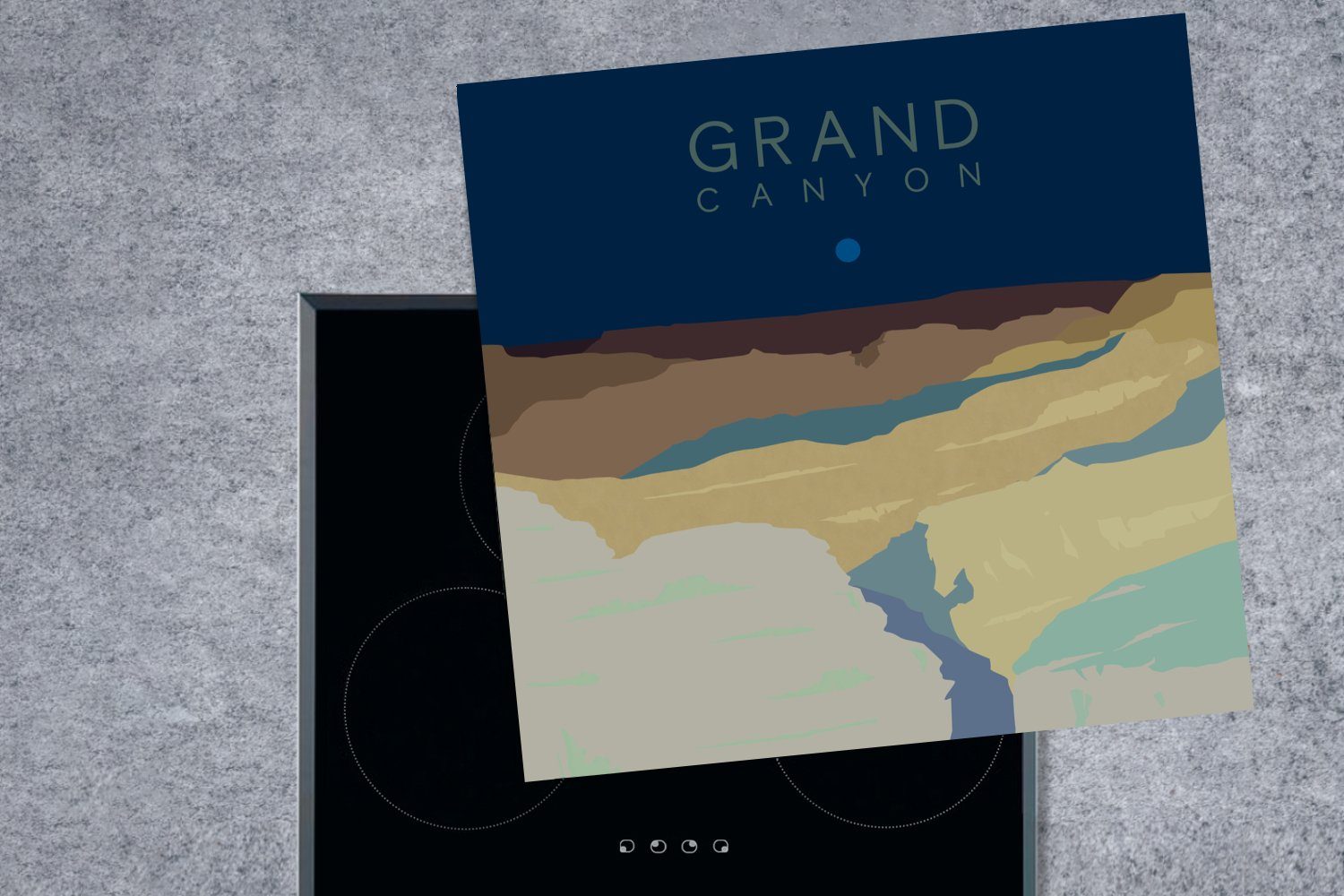 Arbeitsplatte Illustration Grand cm, Berg Herdblende-/Abdeckplatte Vinyl, tlg), MuchoWow - Canyon für (1 - - Amerika - Ceranfeldabdeckung, küche USA, 78x78
