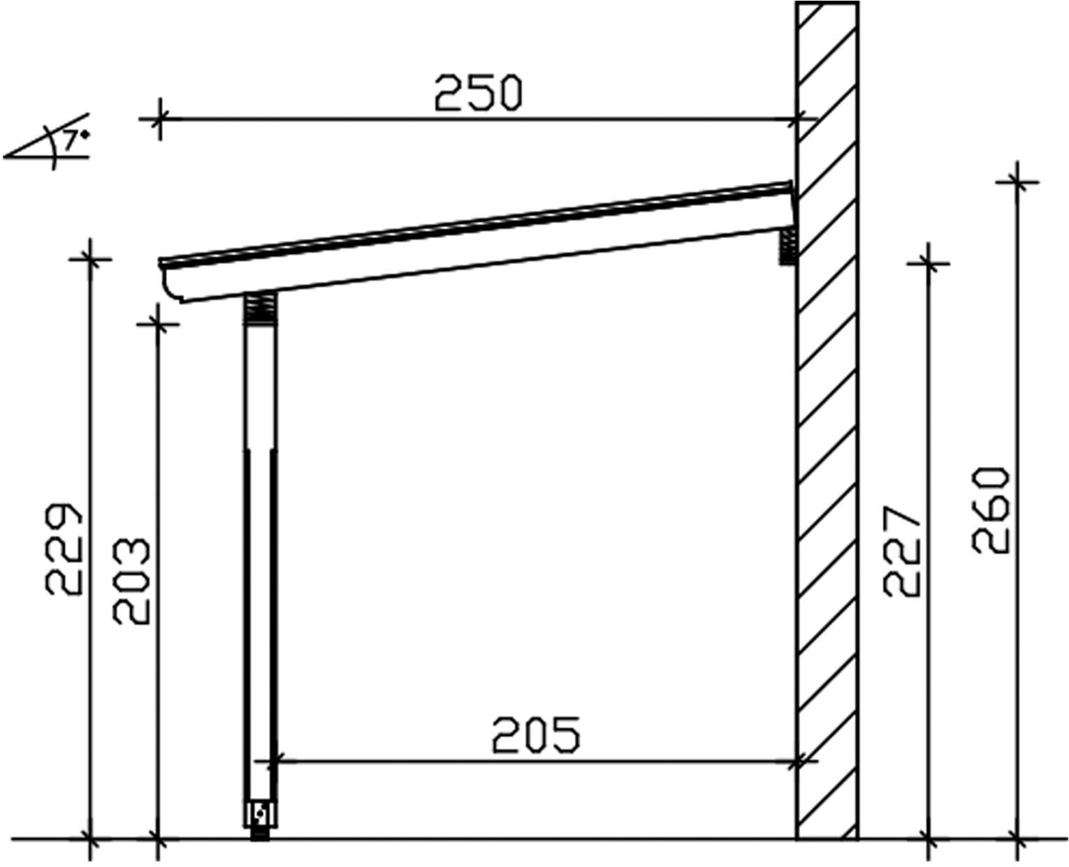 Skanholz Terrassendach Rimini, BxT: 648x250 cm, Bedachung Doppelstegplatten, Douglasie