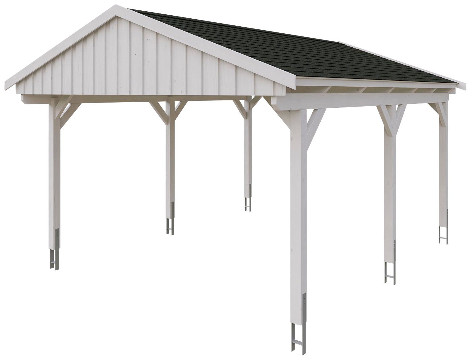 Einfahrtshöhe, Einzelcarport 379 cm Fichtelberg, cm, 423x566 mit BxT: schwarzen Skanholz Schindeln