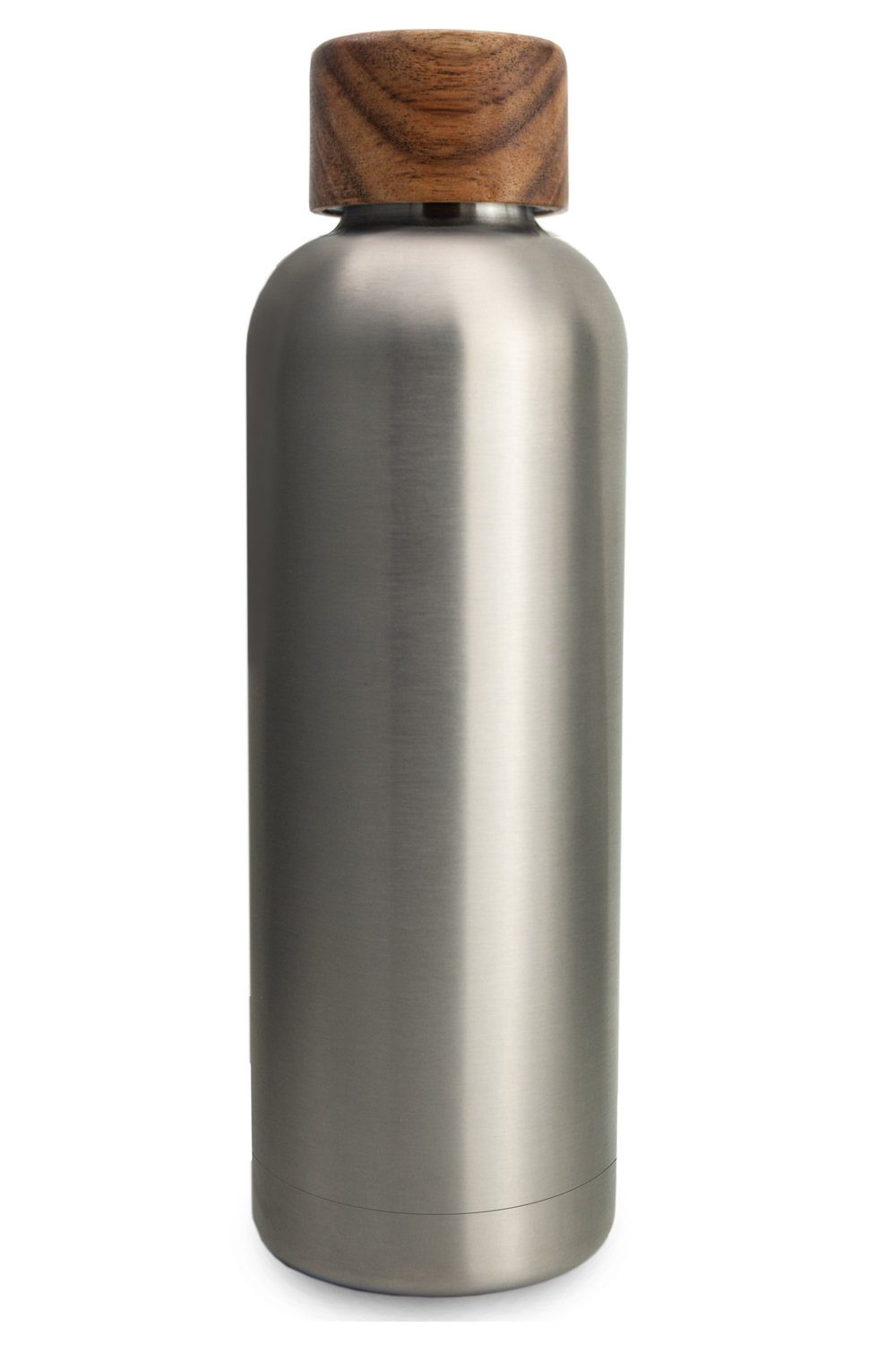 TRENDY AND NEW Trinkflasche T&N Edelstahl Trinkflasche 500ml - Wood Edition, Thermosflasche 500 ml für Büro, auslaufsichere, robuste, isolierte Wasserflasche 0,5l für Kohlensäure, Thermoskanne 500ml für unterwegs, Isolierflasche für Tee & Kaffee, hält 14h HEISS 29h EISKALT, Flasche für Sprudel-Wasser Stainless Steel