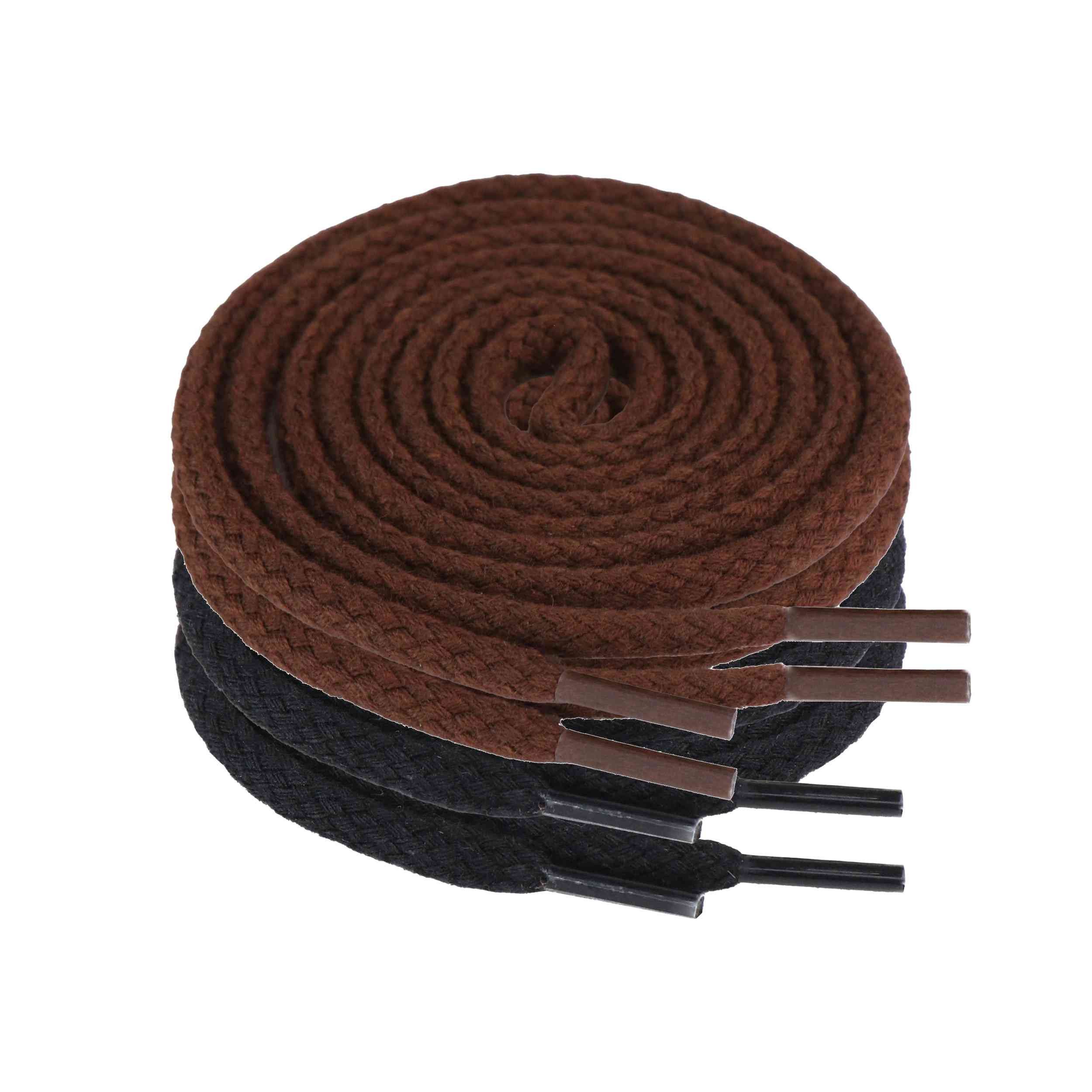 Schnürsenkel 2 Paar Schnürsenkel rund 120cm Baumwolle – Braun & Schwarz für Sneaker