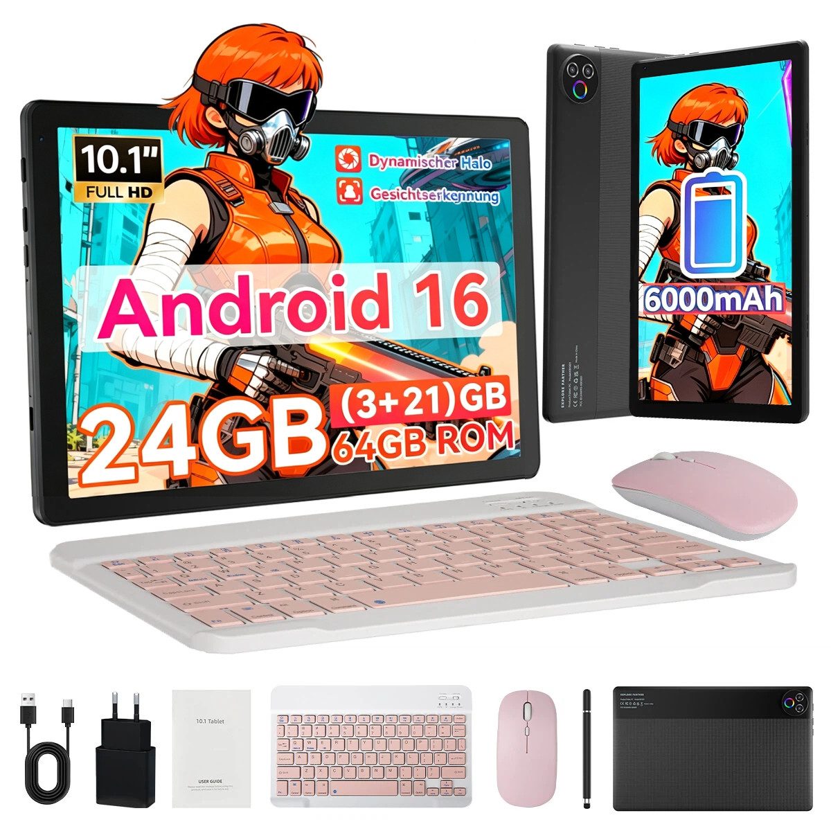 BUFO 10 Zoll 64 GB 1280x800 IPS Maus Tastatur Handschrift Stift Set Tablet (10", 64 GB, Android 16, WiFi, Dual-Kamera)