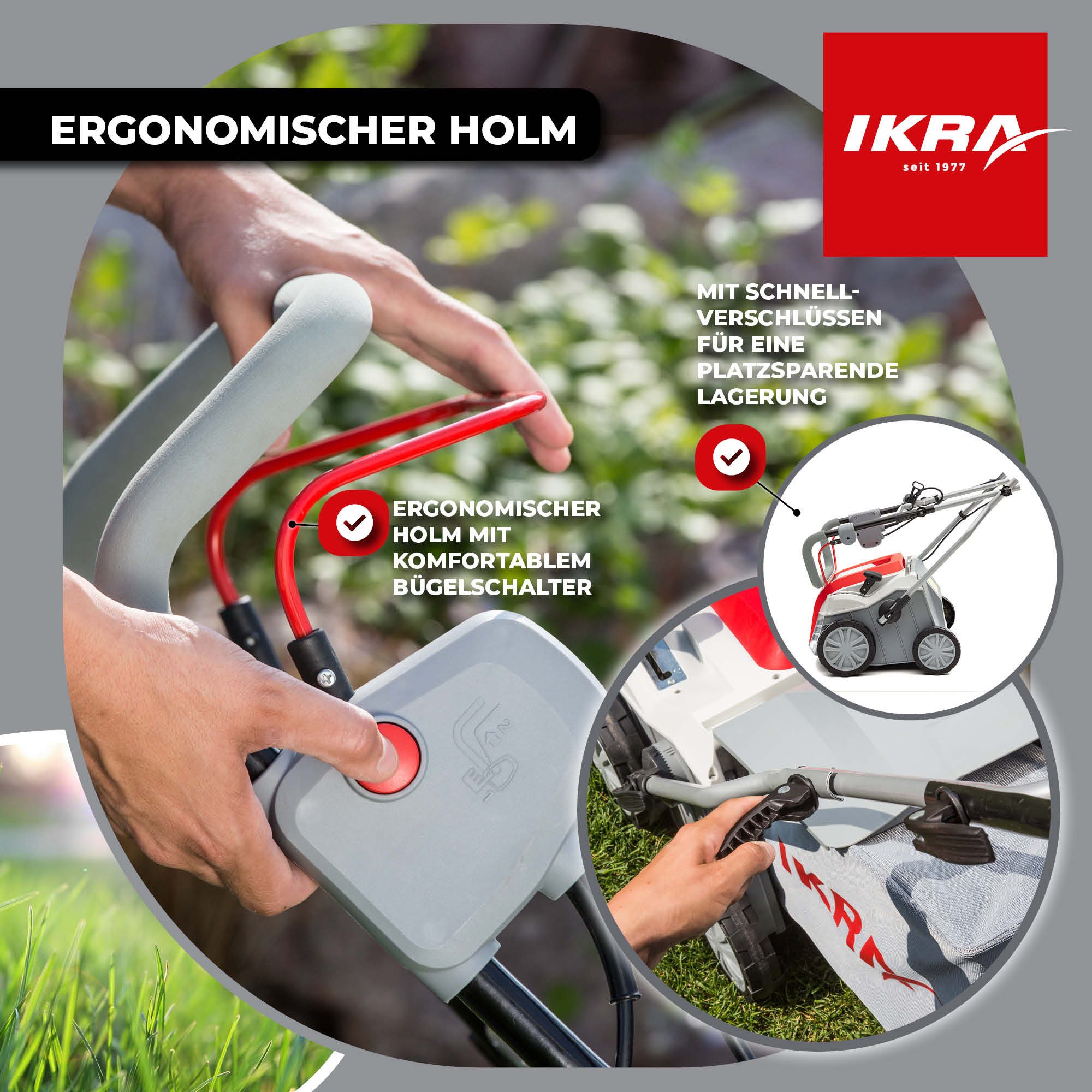 ikra GmbH Elektro-Vertikutierer IEVL 1840, 40 cm Arbeitsbreite, (inkl. Walzen & 55l Fangkorb), 2in1 Gerät, 1.800 Watt, werkzeugloser Walzenwechsel – Bild 4 von 5