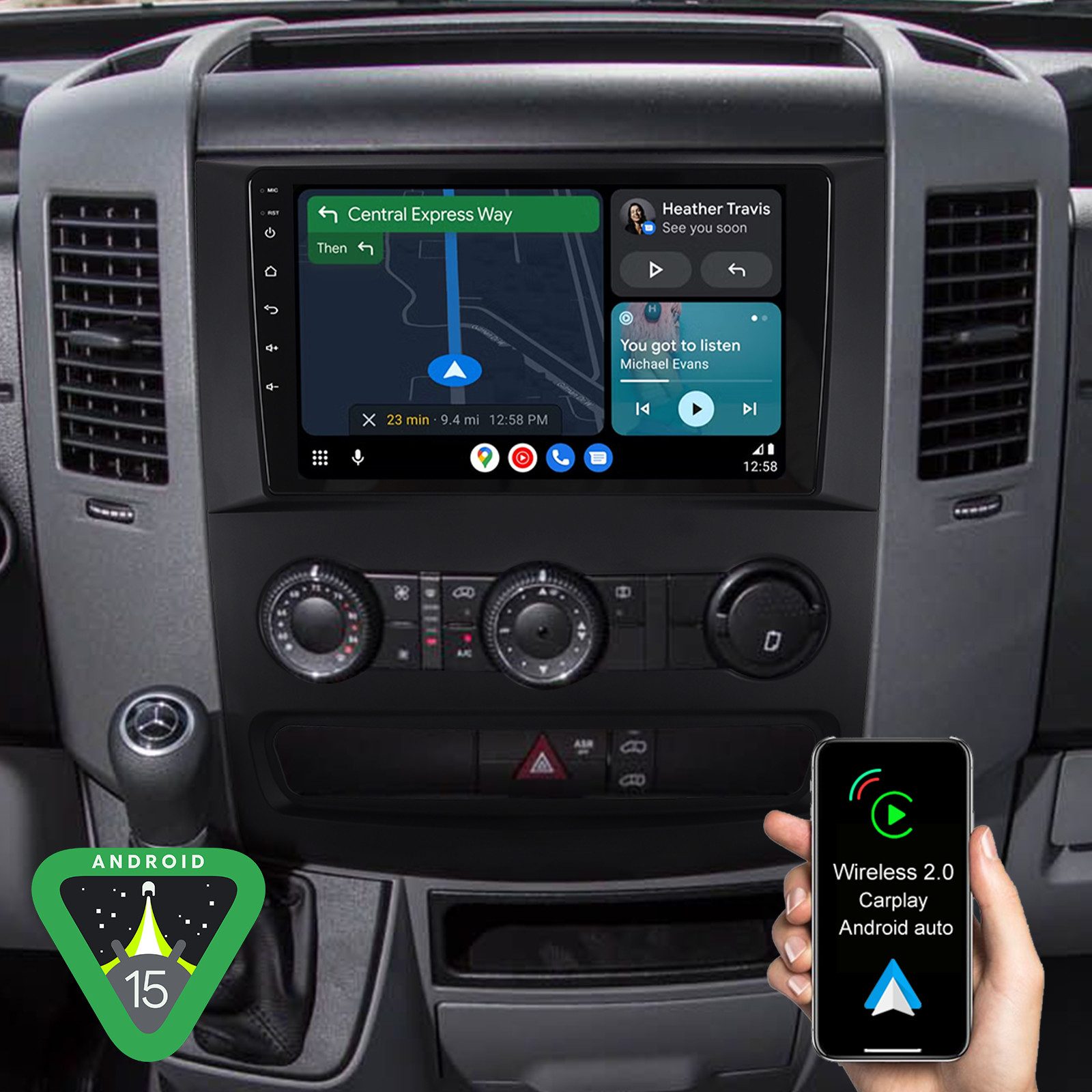 A-Sure 4/8 Core Android 15 Carplay Für Mercedes Benz Sprinter B906 2006-2016 Autoradio (DSP, RDS, Digitalradio (DAB), FM, AM)