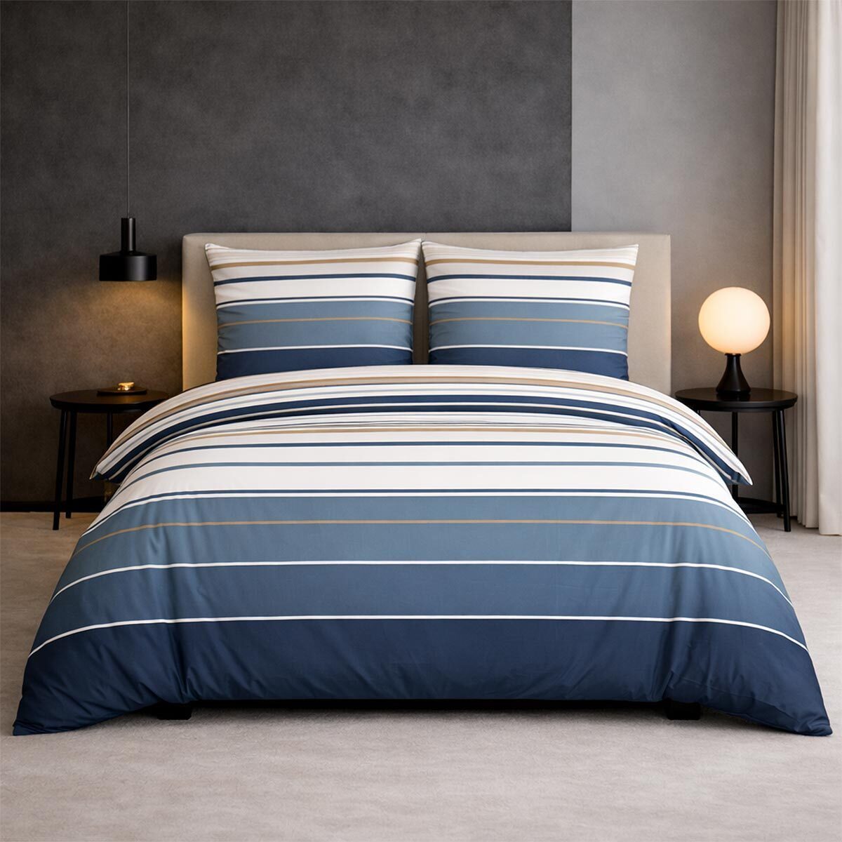 TRAUMSCHLAF Bettwäsche Girona blau, Mako Satin, 2 teilig, besonders angenehm weiche Qualität