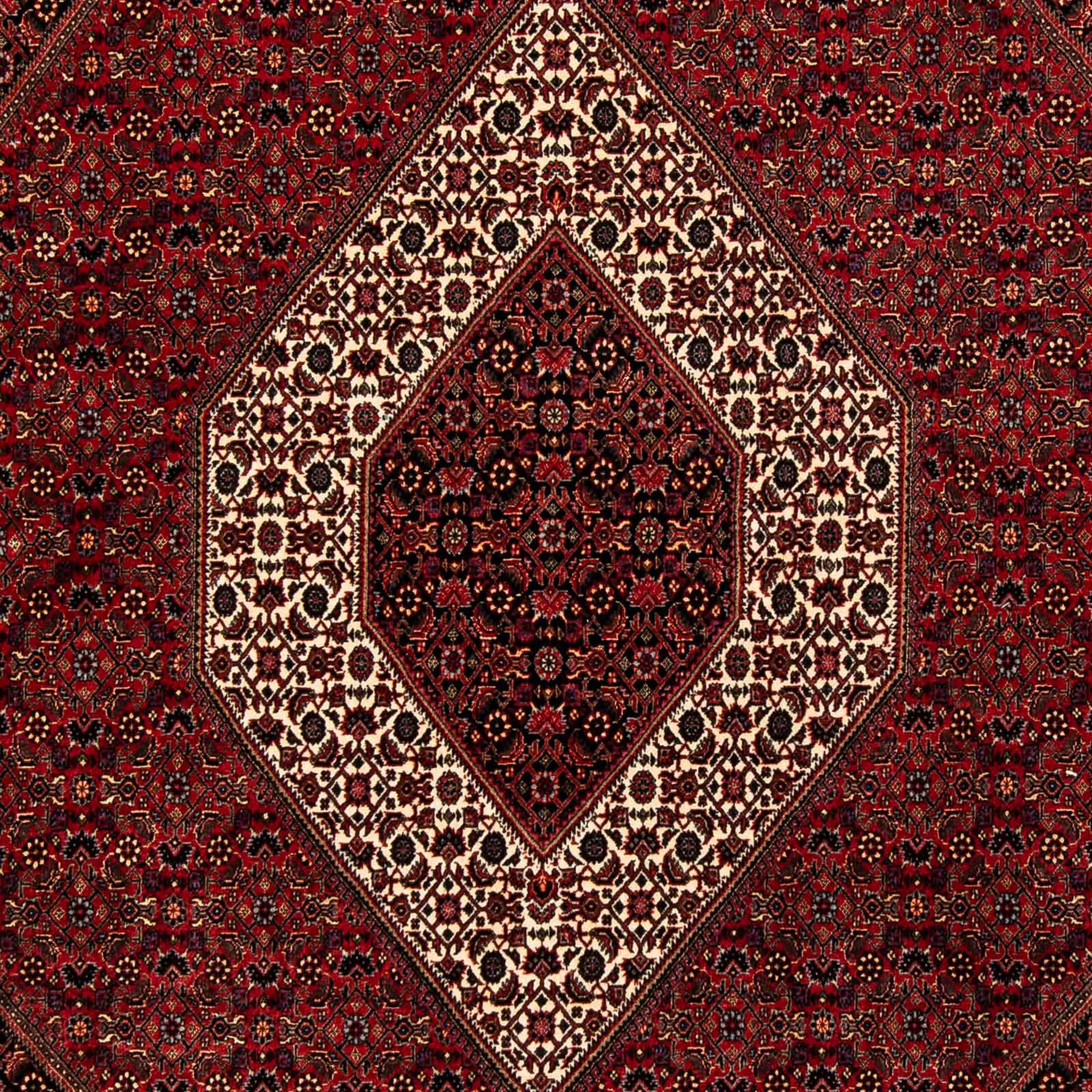 Orientteppich Perser - 15 250 morgenland, - rechteckig, Zertifikat cm 200 Einzelstück mit mm, Wohnzimmer, Bidjar x dunkelrot, Höhe: Handgeknüpft, 