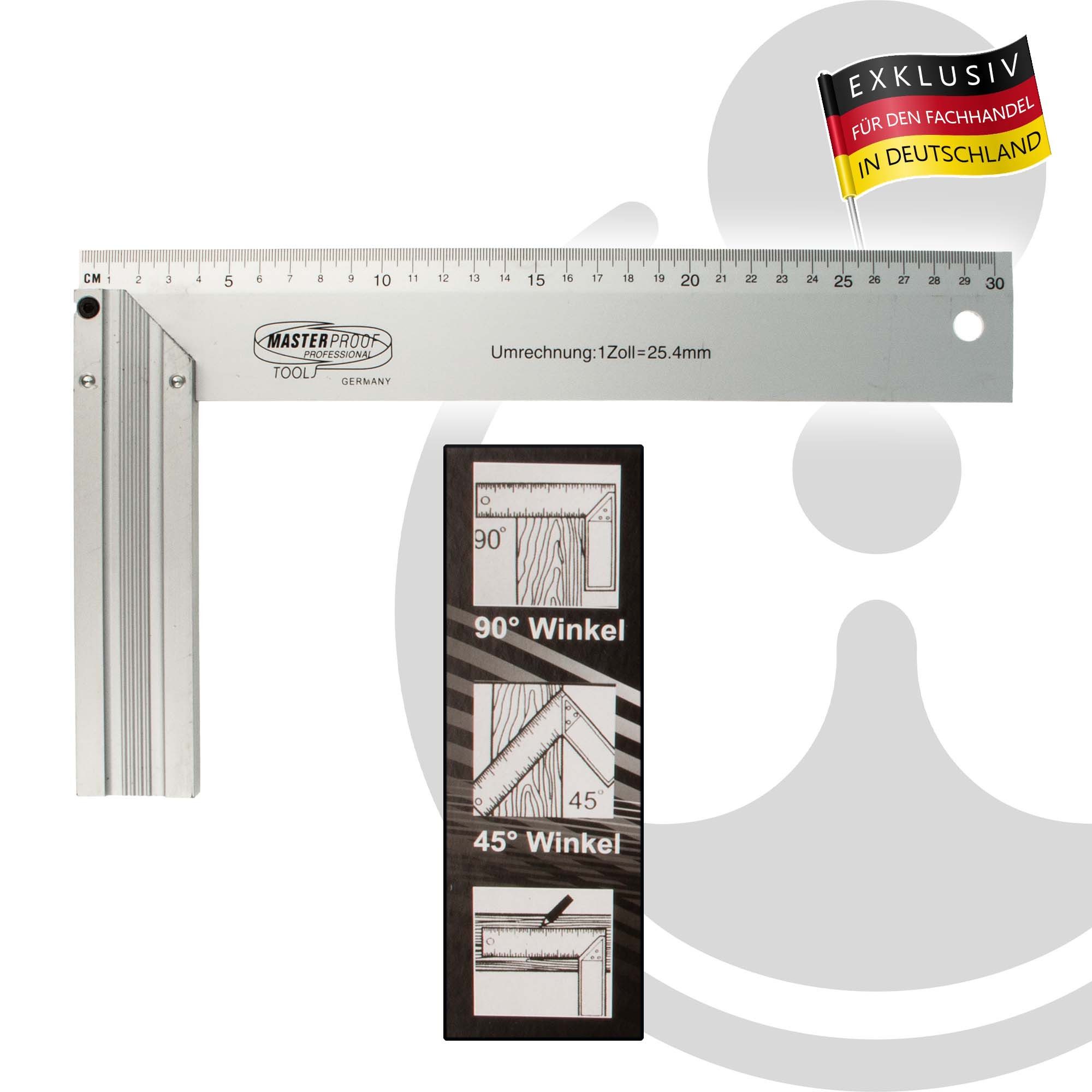 EUROTOOLS Anschlagwinkel Anschlagwinkel Schreinerwinkel90° - 300 mm, Aluminium