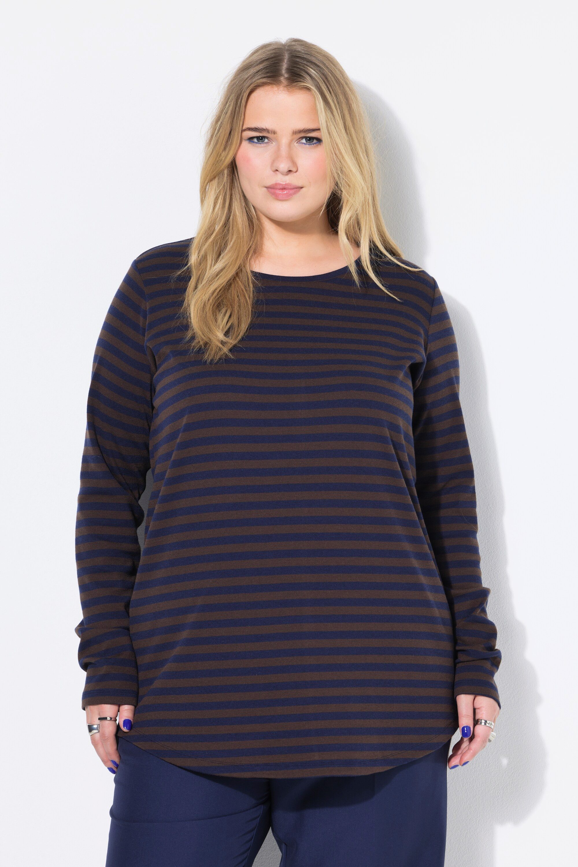 Studio Untold T-Shirt Ringelshirt Wide Shape Rippjersey Langarm günstig online kaufen