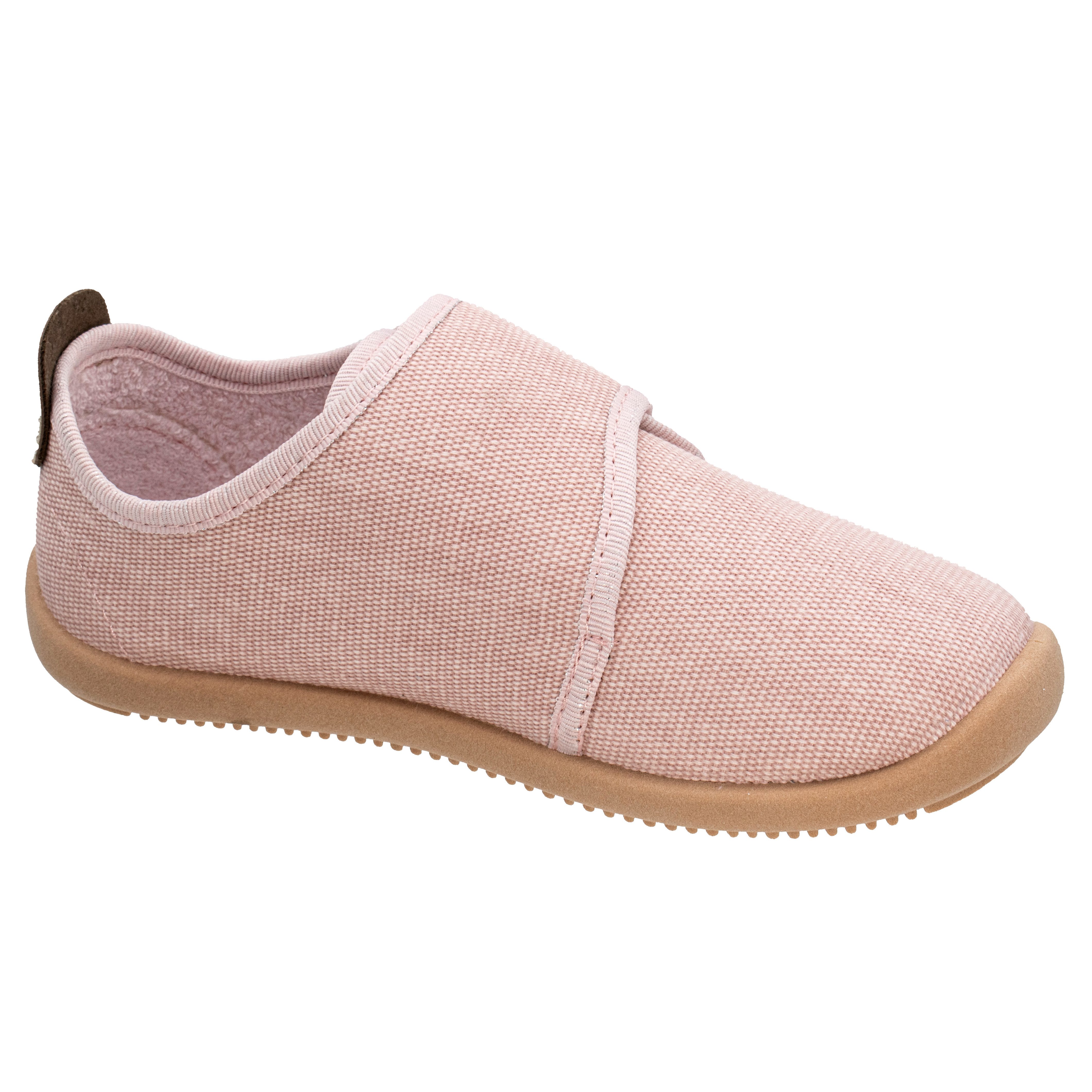 Fischer-Markenschuh Softer Hausschuh für Kinder, aus Baumwollleinen, mit Frotteefutter, Klettverschluss – Bild 2 von 5