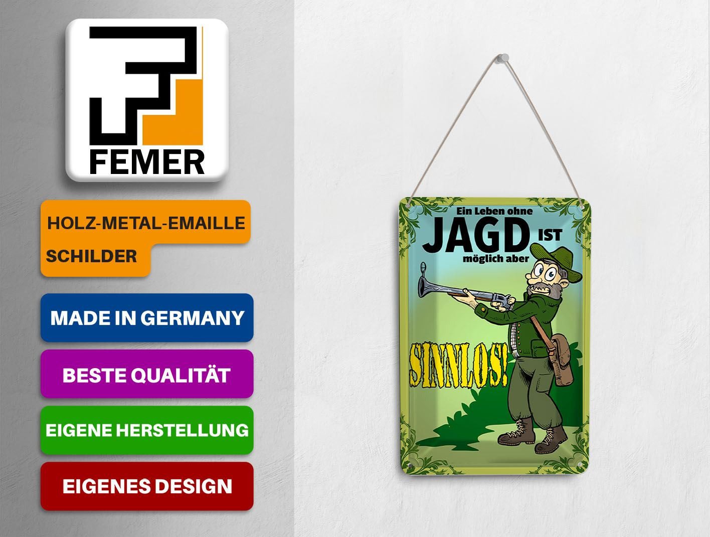 Femer GmbH Postkarte Jagd 10x14 cm Leben ohne möglich aber sinnlos, unfrankiert
